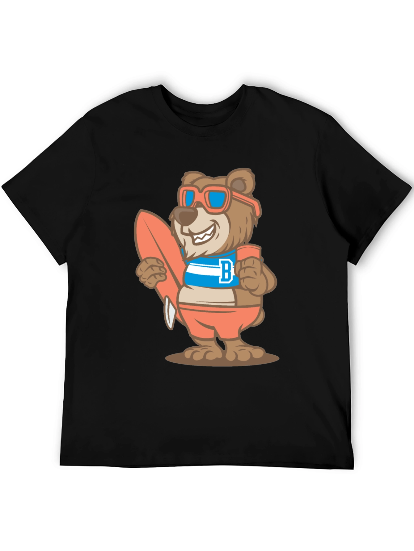 Surfer Bear Graphic T-Shirt - Black