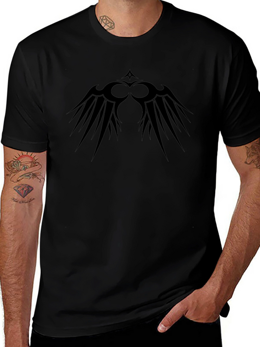 Black Graphic Tee - Tribal Wings Design