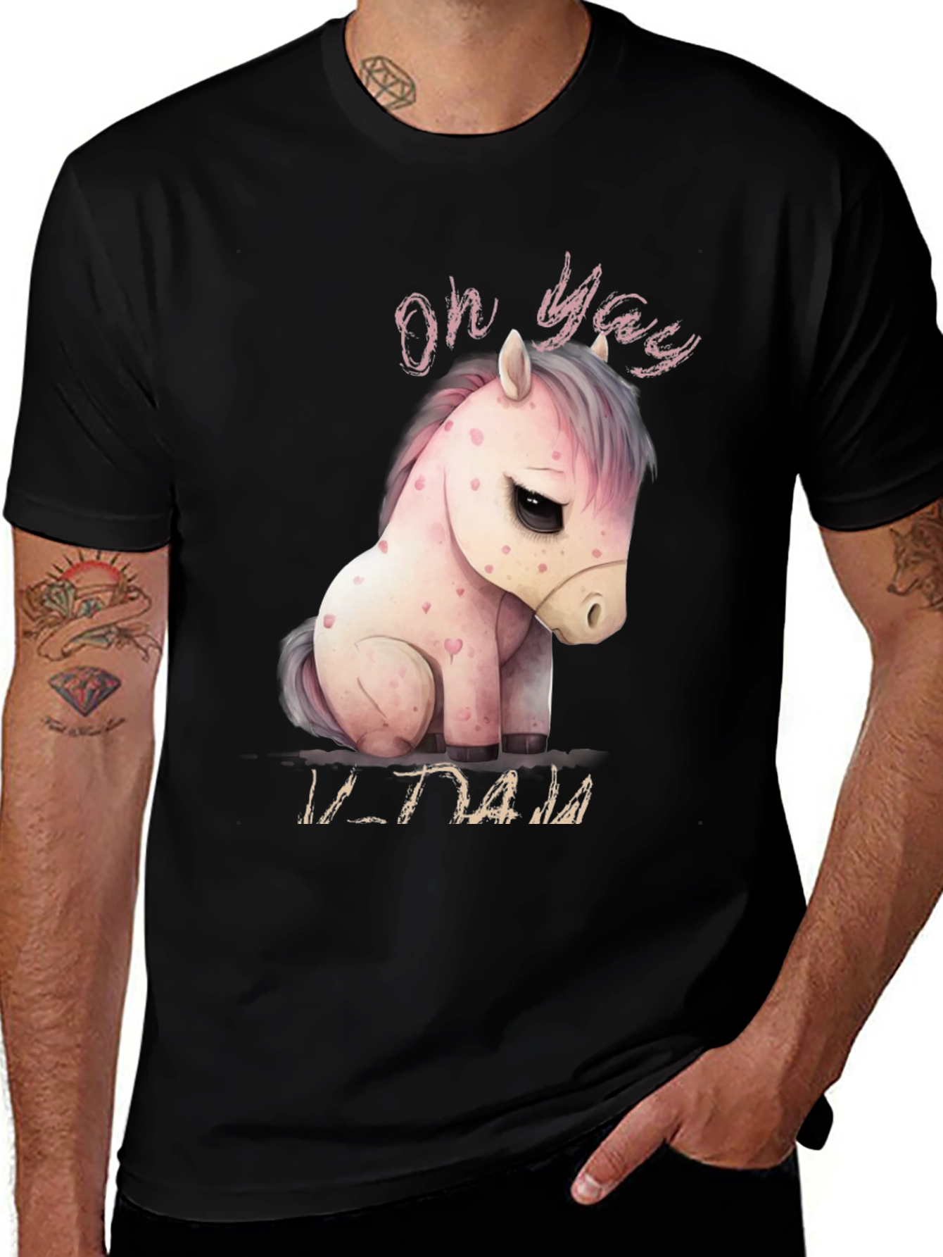 Oh Yay! Cute Pony Graphic Black T-Shirt