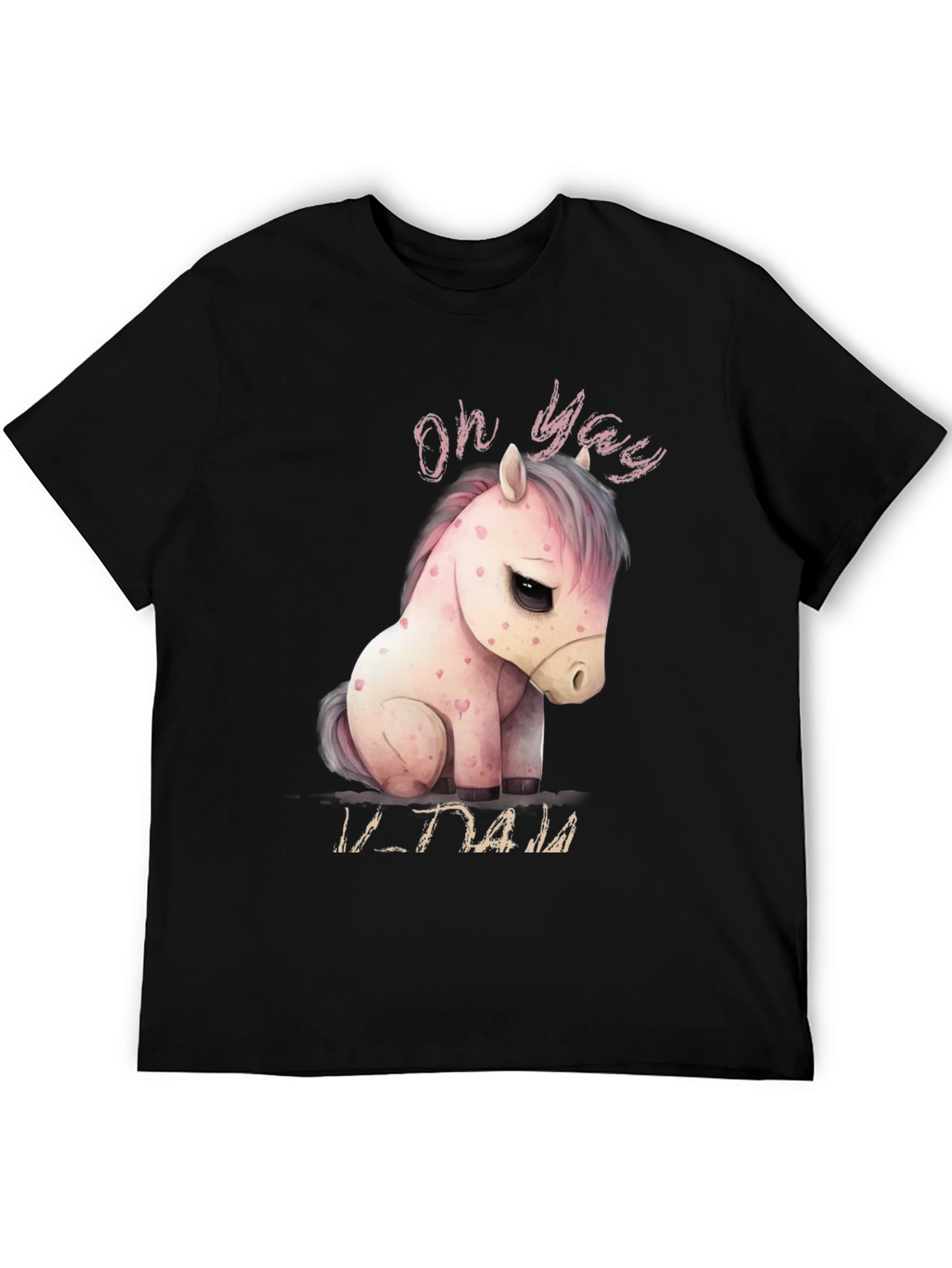 Oh Yay! Cute Pony Graphic Black T-Shirt