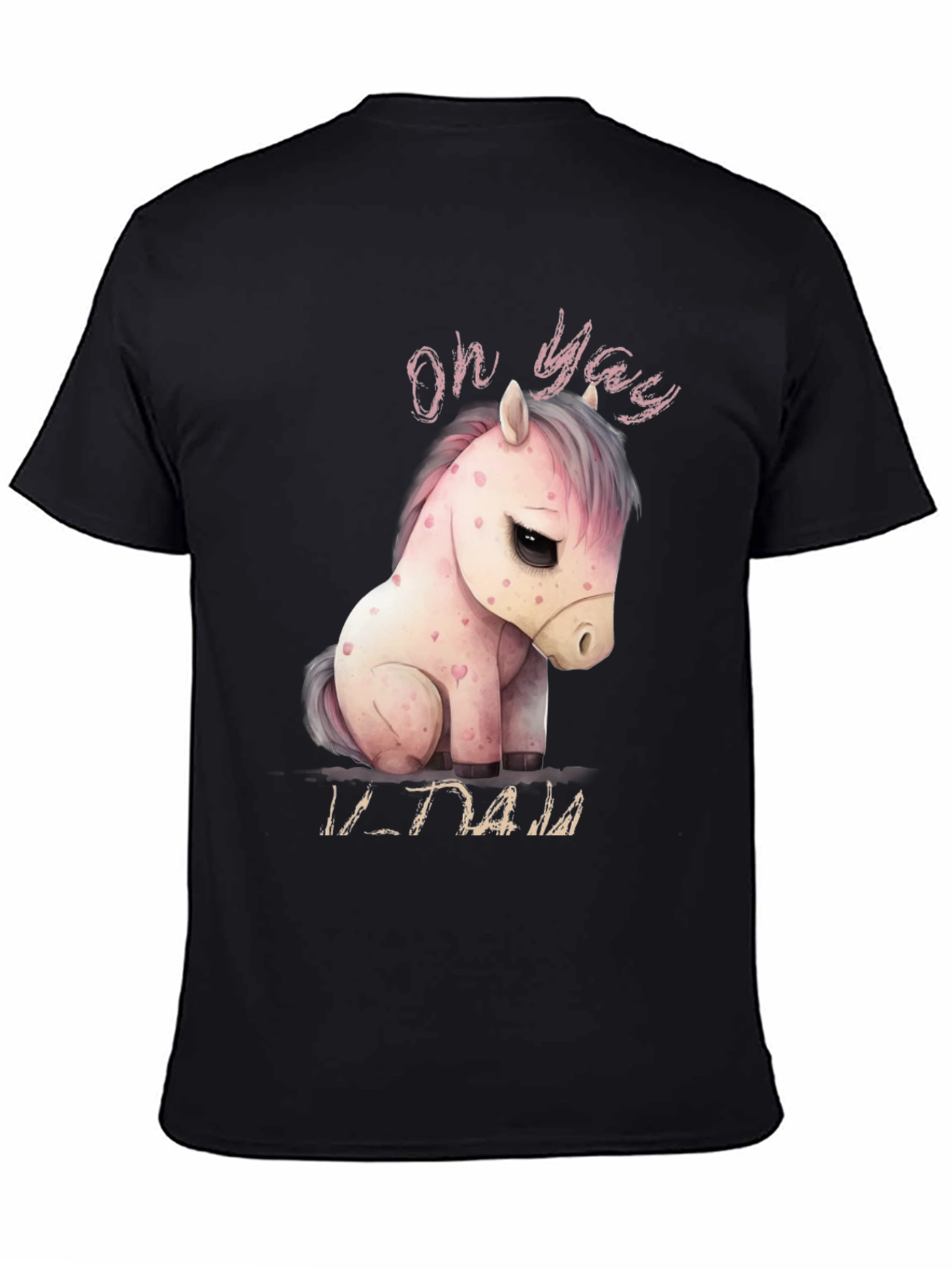 Oh Yay! Cute Pony Graphic Black T-Shirt