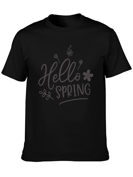 Hello Spring Graphic Tee - Black Casual T-Shirt