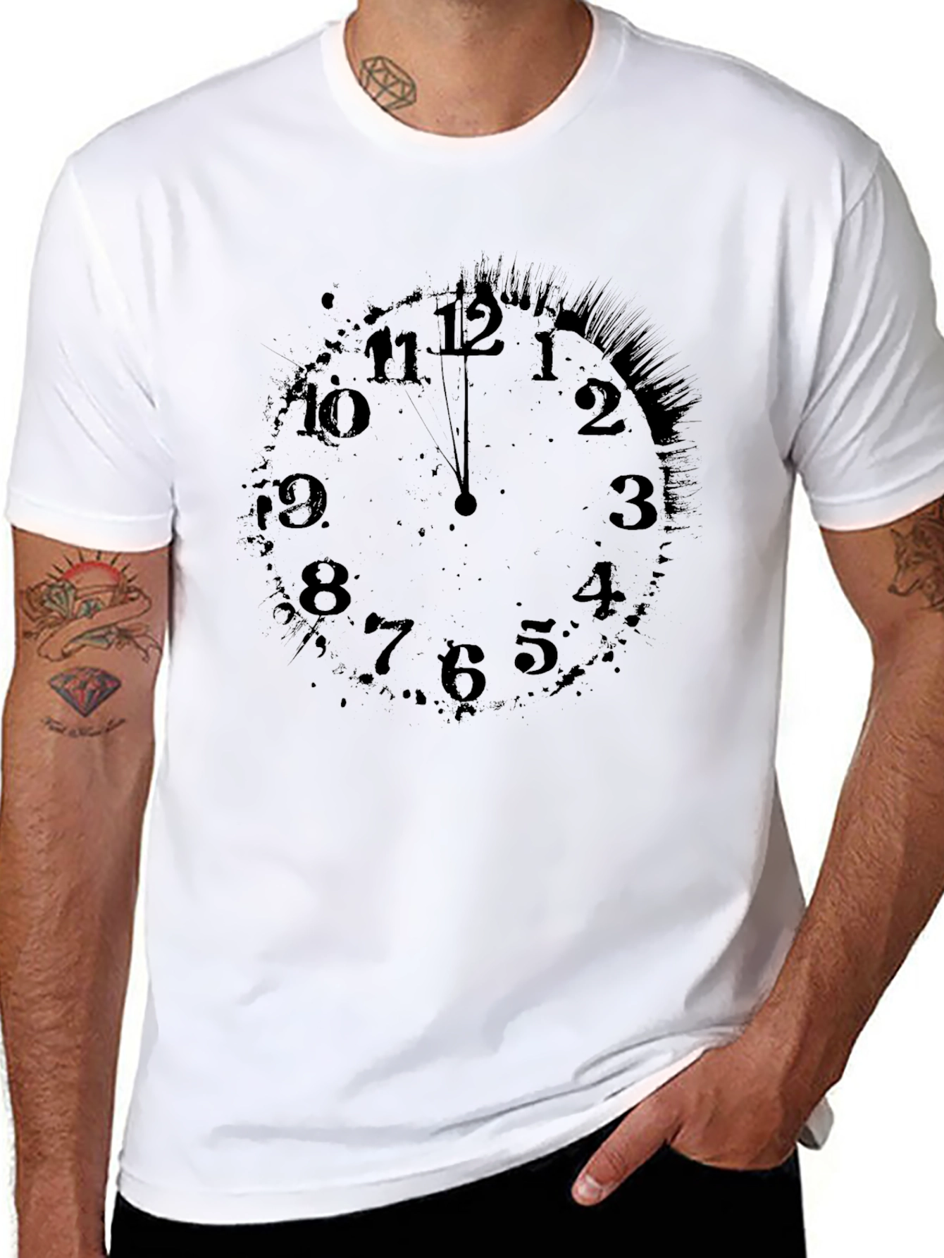 Midnight Clock Graphic Tee - Dark and Stylish