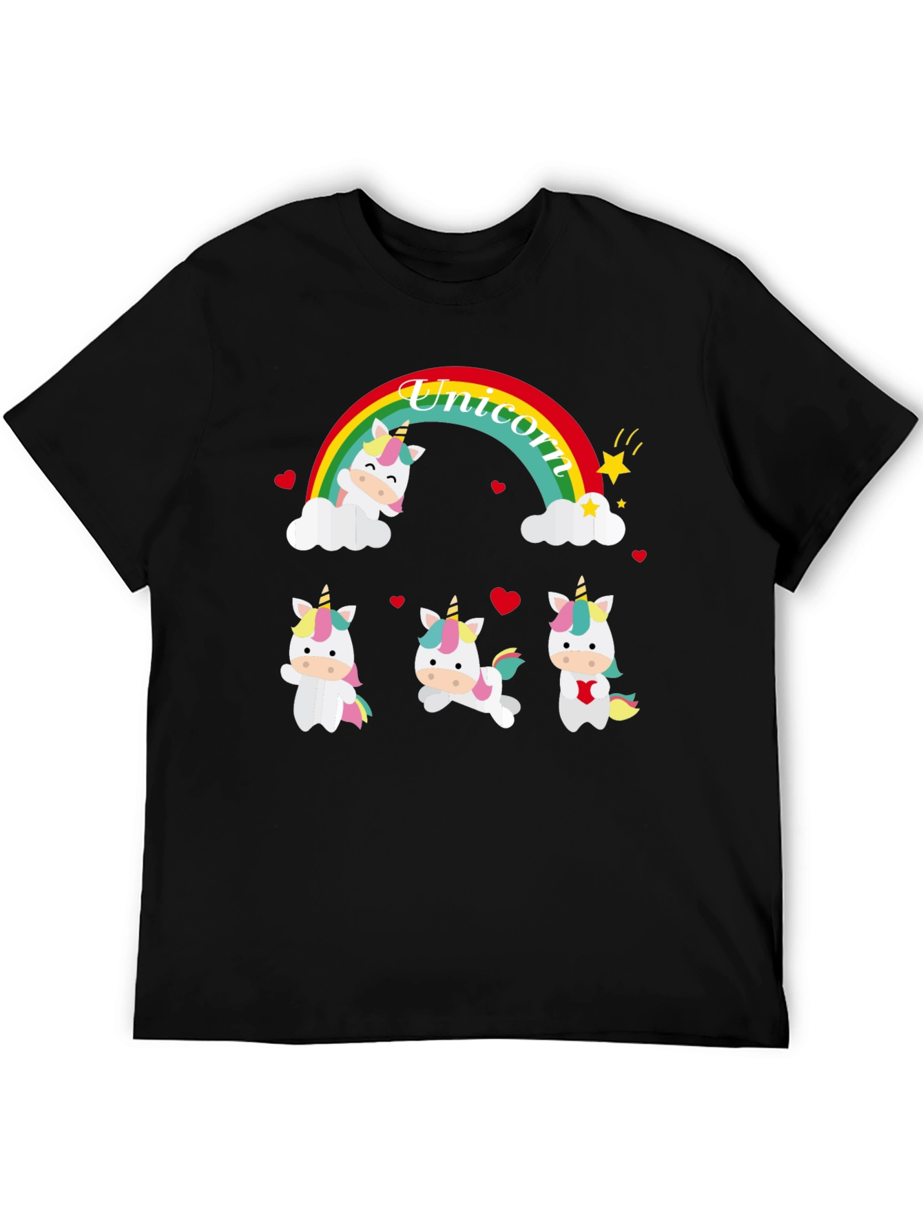 Unicorn Rainbow Graphic Tee - Black