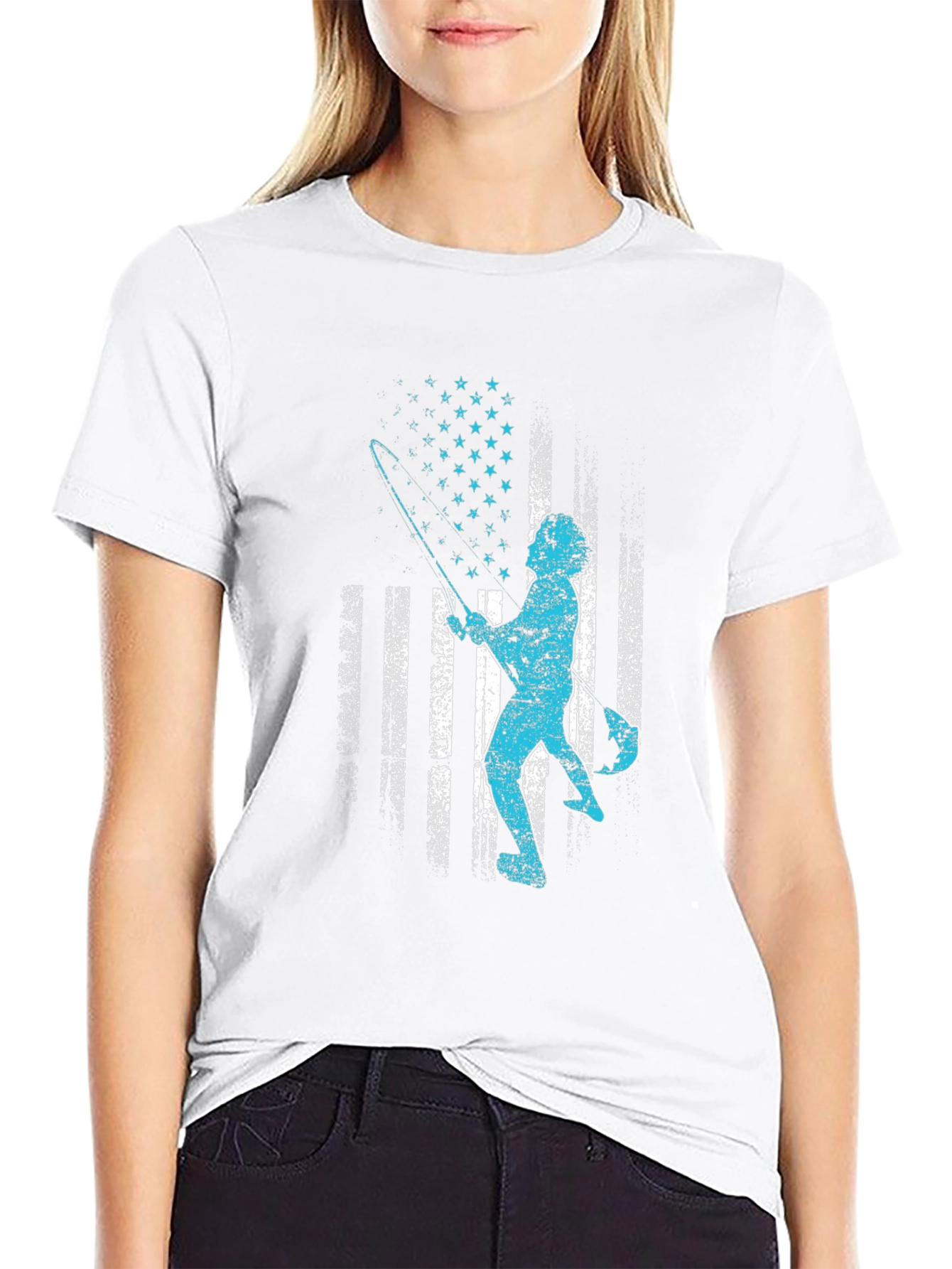 Fishing American Flag Graphic Tee