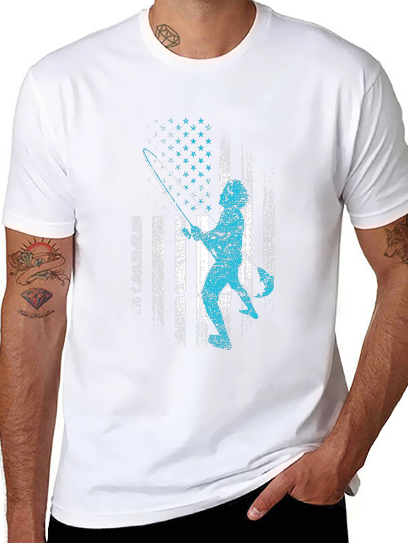 Fishing American Flag Graphic Tee