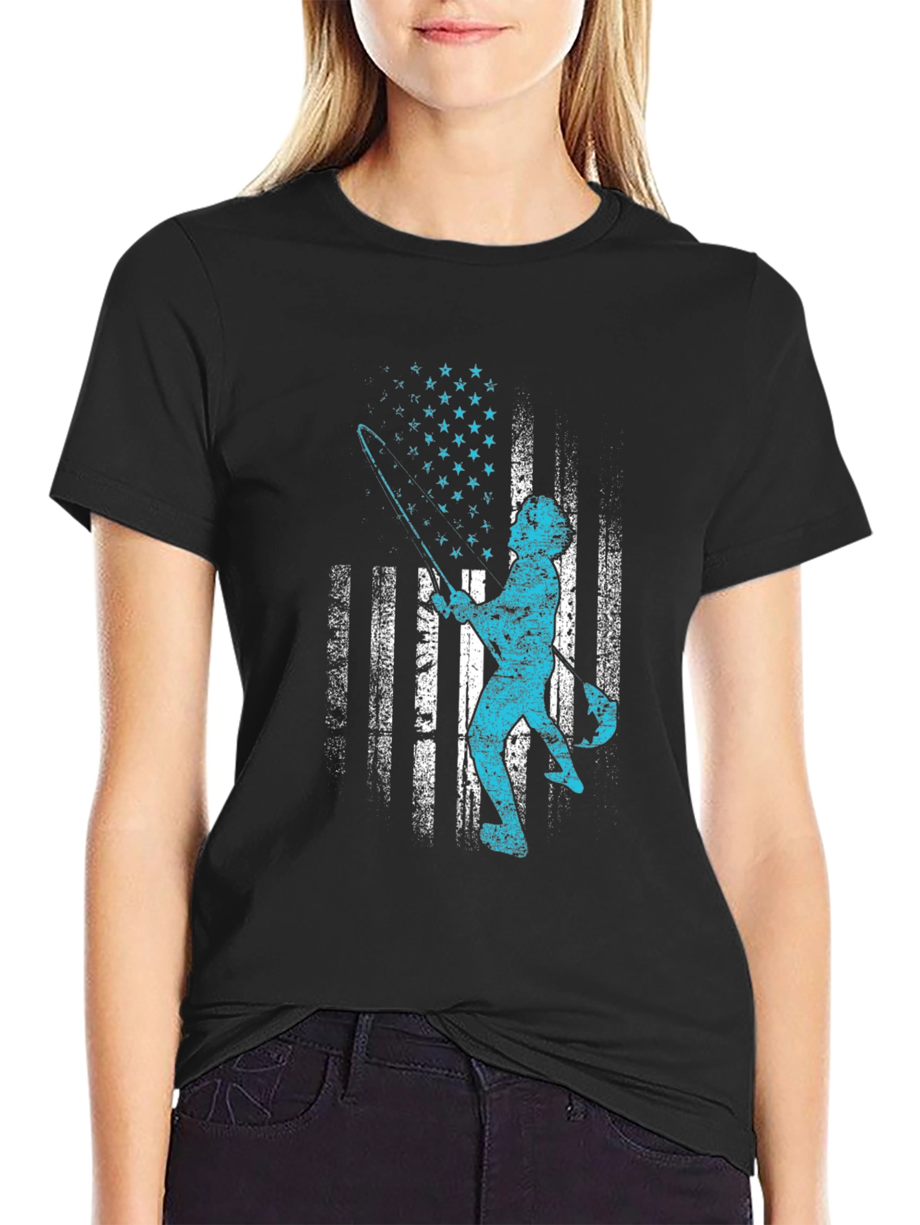 Fishing American Flag Graphic Tee