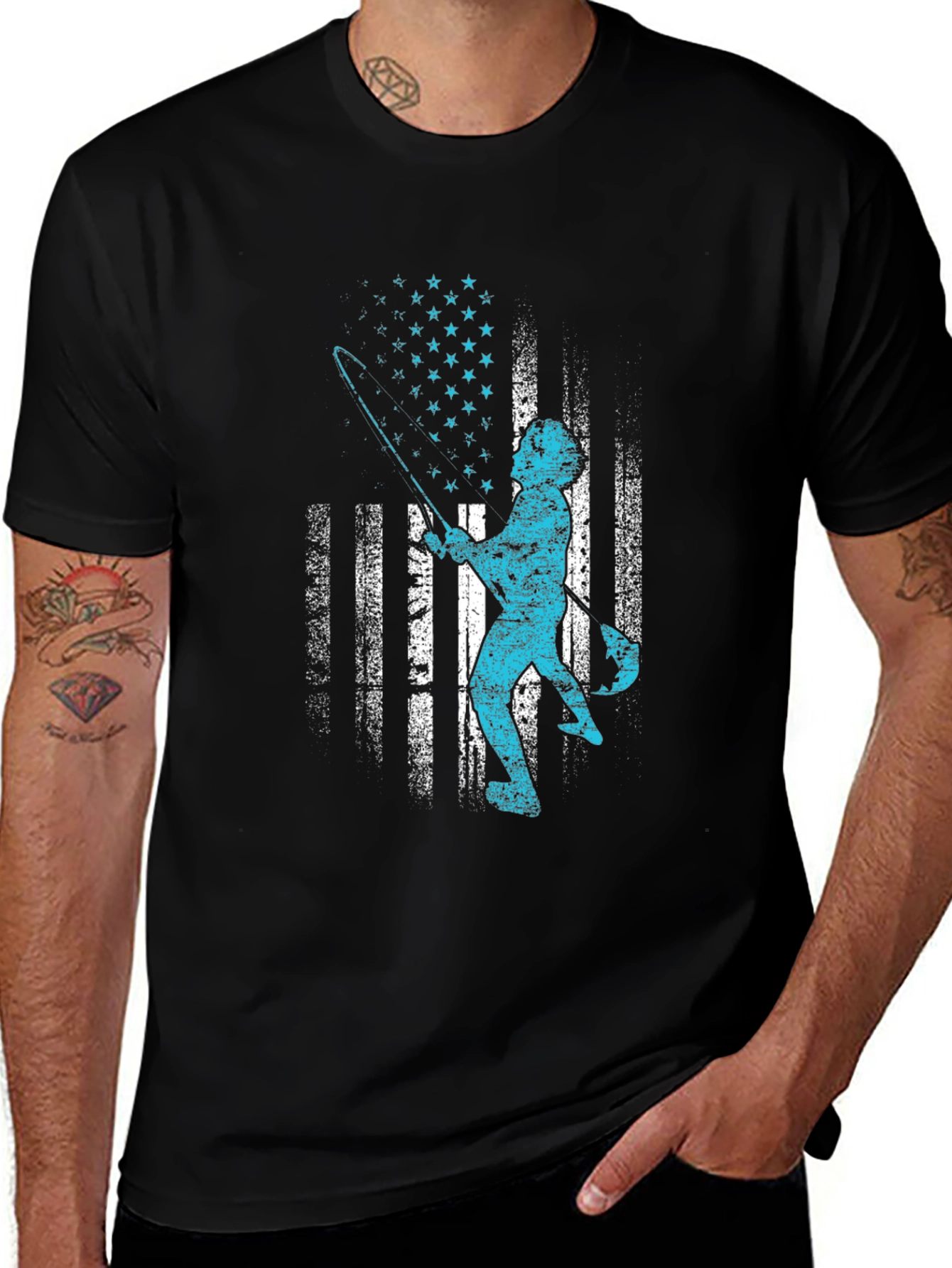 Fishing American Flag Graphic Tee