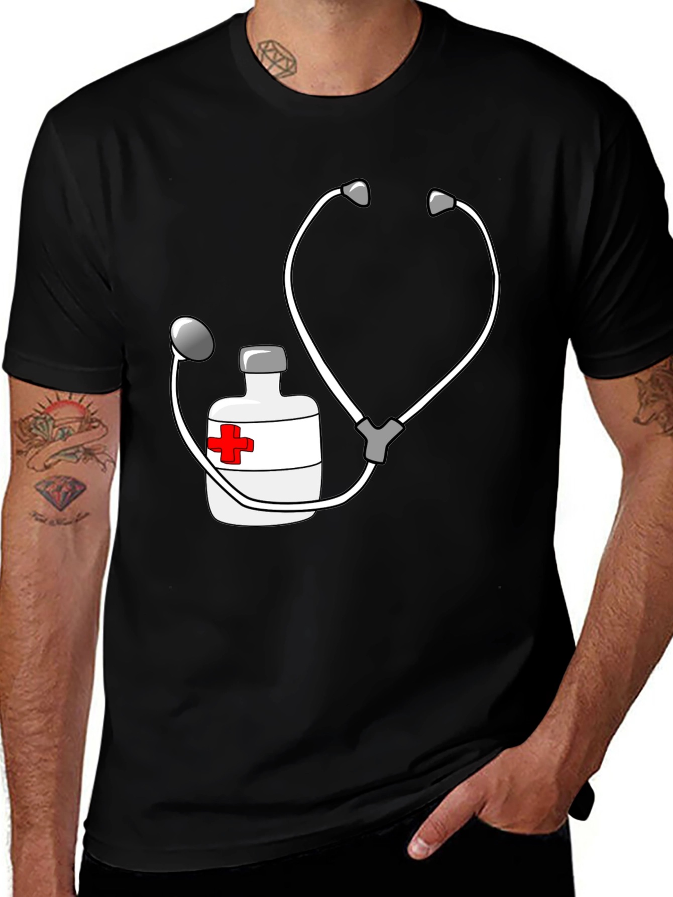 Novelty Nurse/Doctor Stethoscope & Medicine T-Shirt