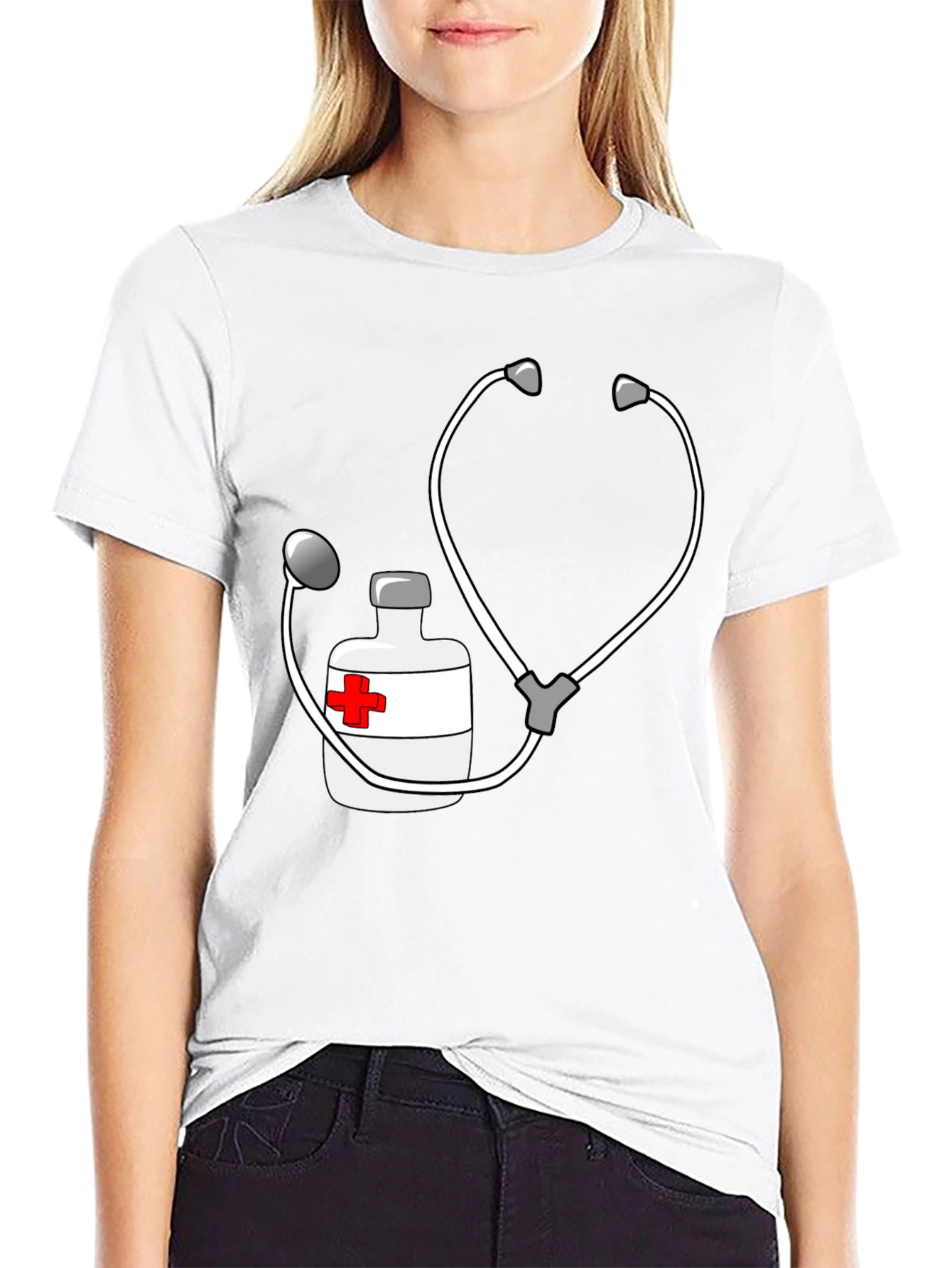 Novelty Nurse/Doctor Stethoscope & Medicine T-Shirt