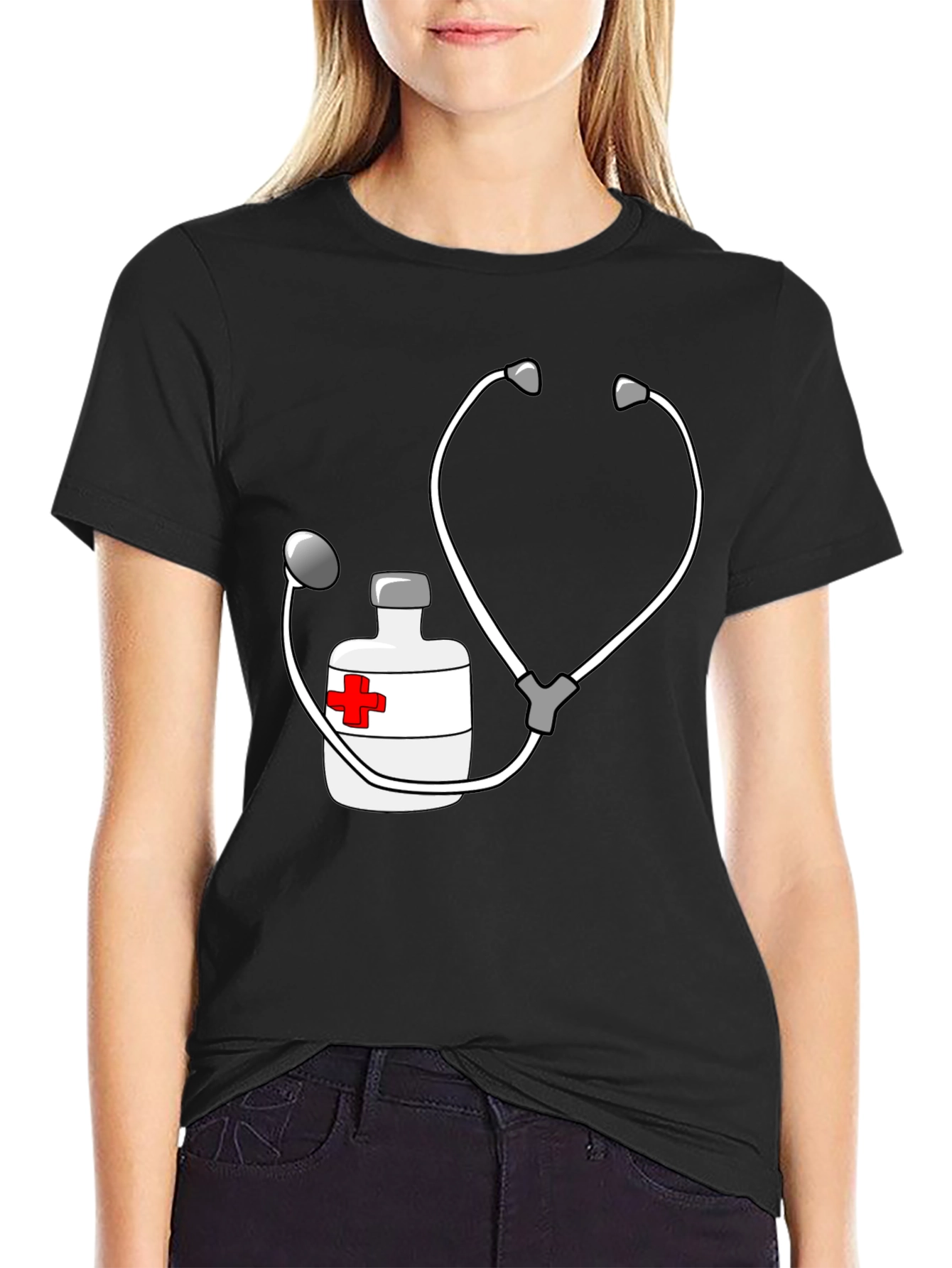 Novelty Nurse/Doctor Stethoscope & Medicine T-Shirt