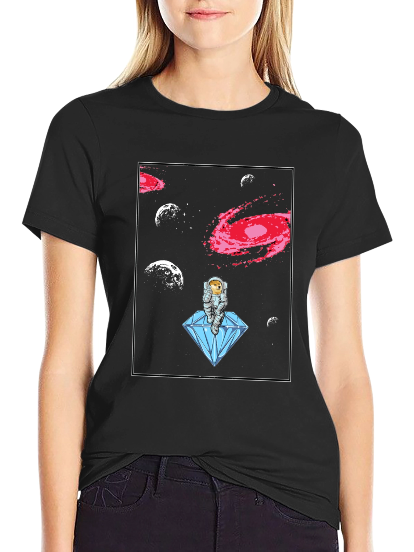 Astronaut Doge on Diamond T-Shirt