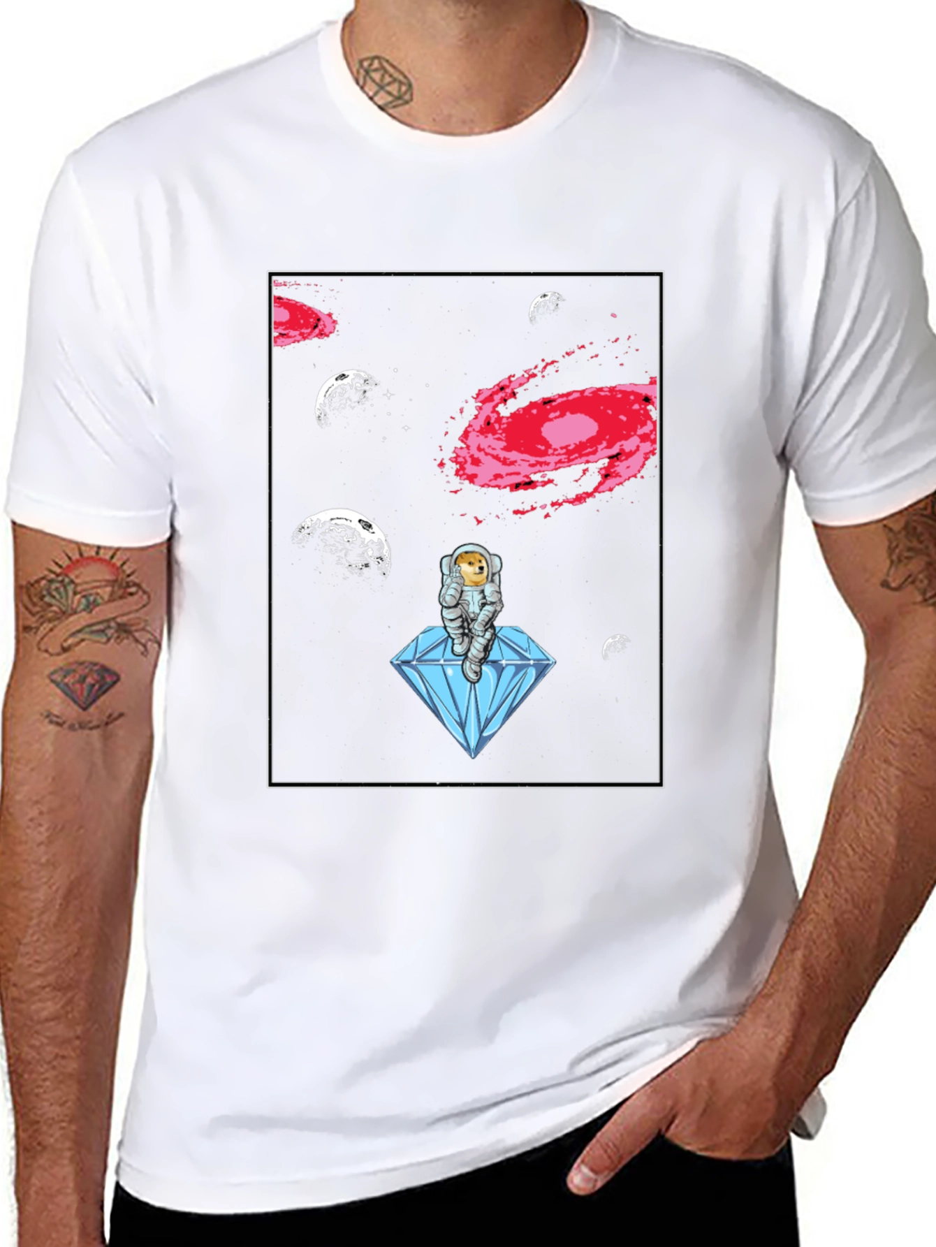 Astronaut Doge on Diamond T-Shirt
