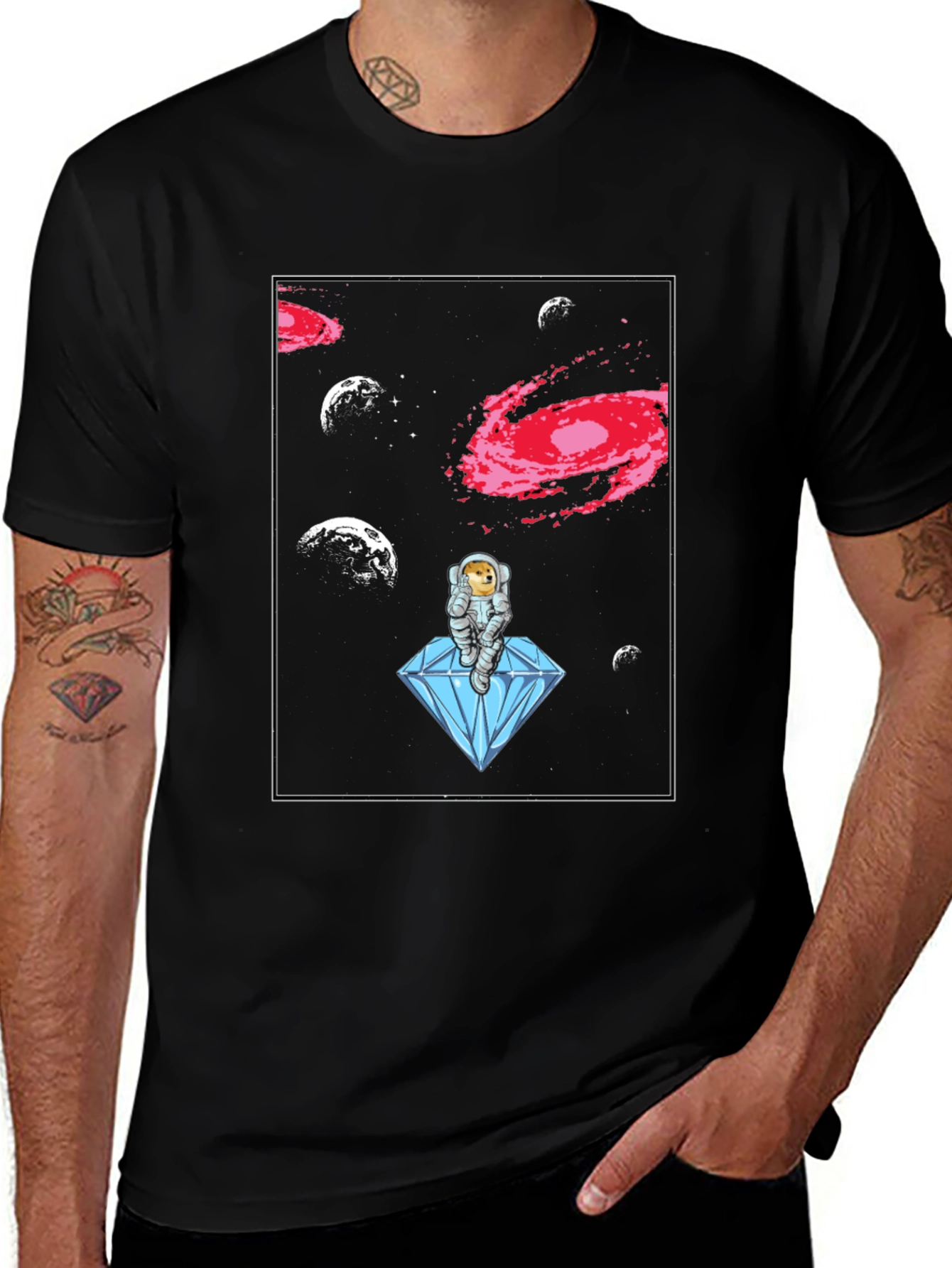 Astronaut Doge on Diamond T-Shirt