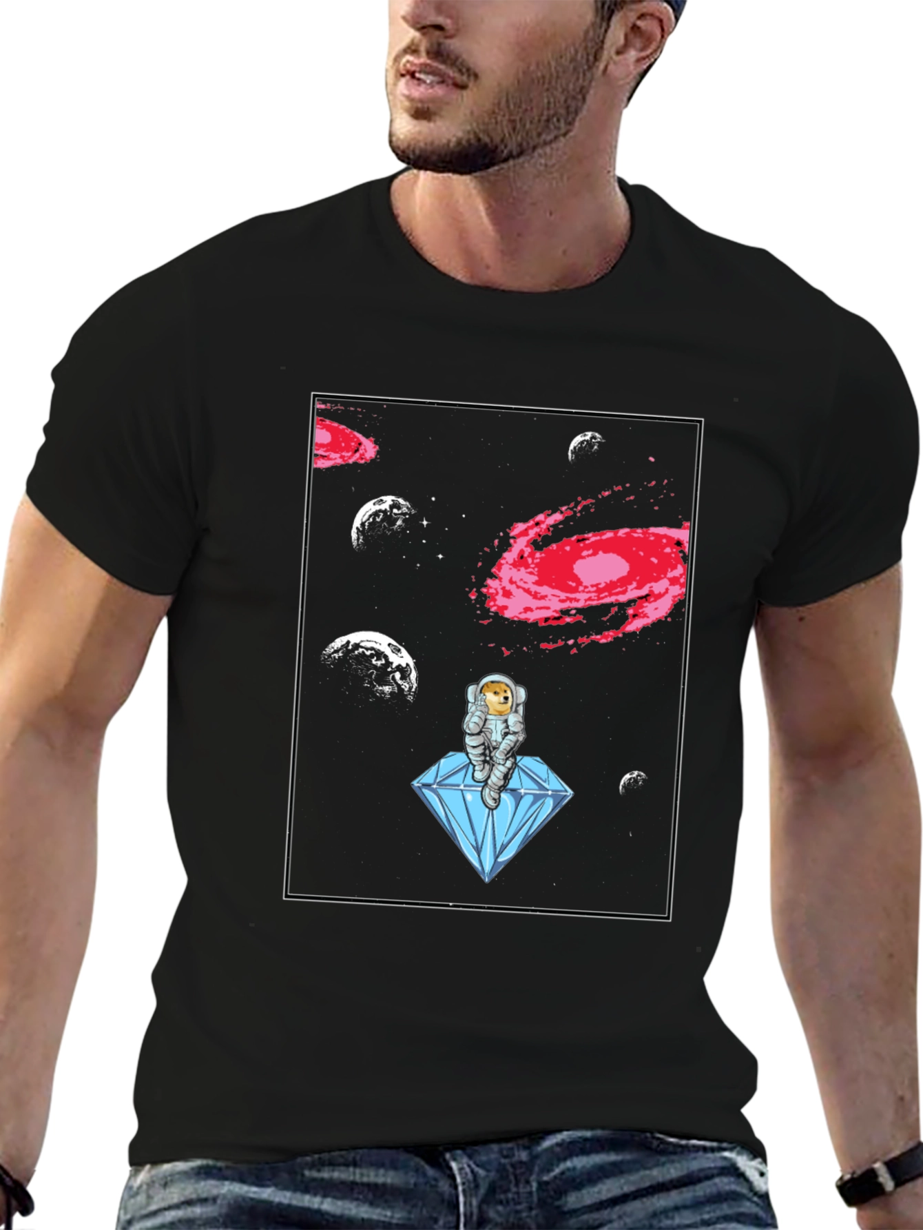 Astronaut Doge on Diamond T-Shirt