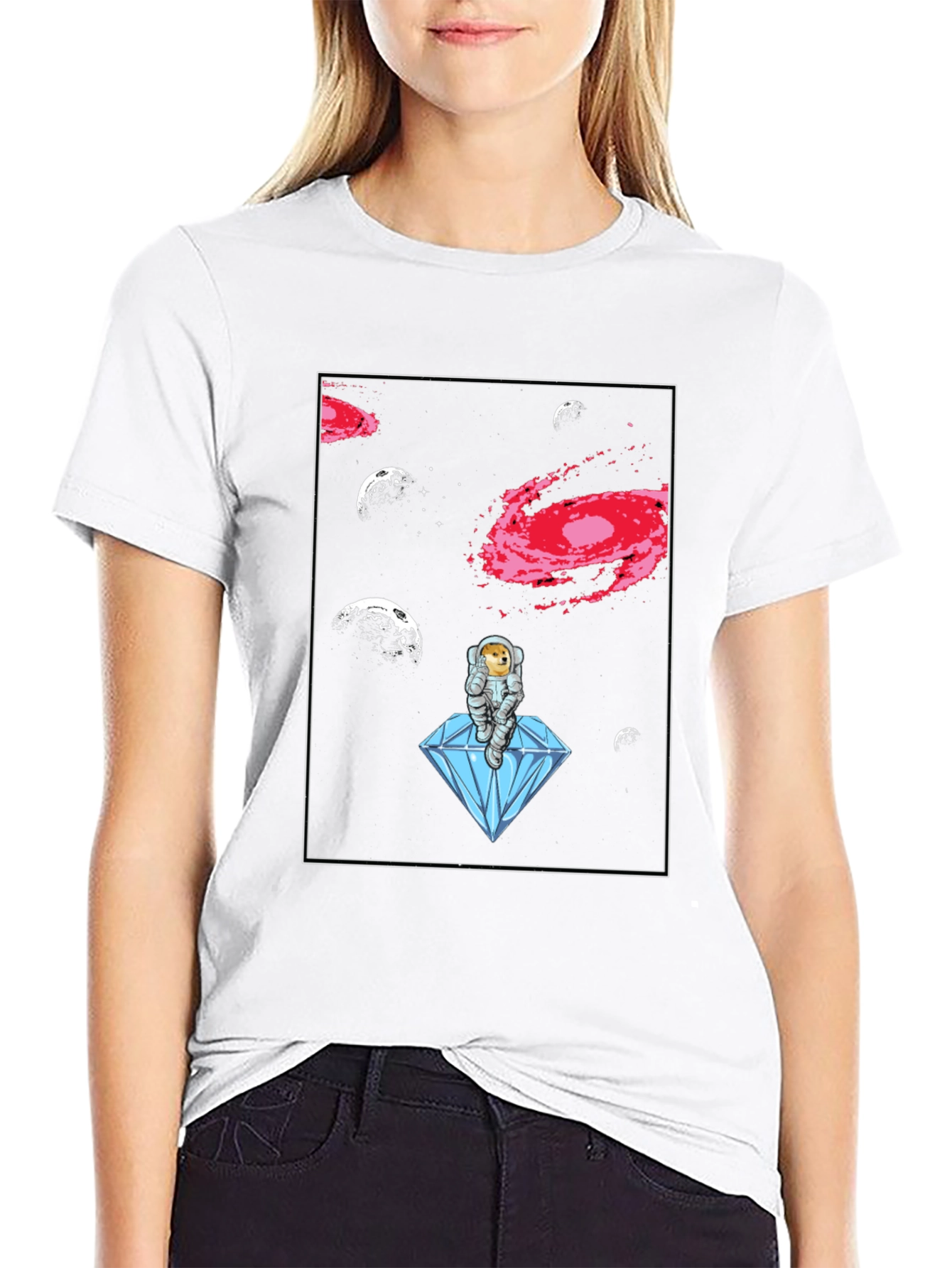 Astronaut Doge on Diamond T-Shirt