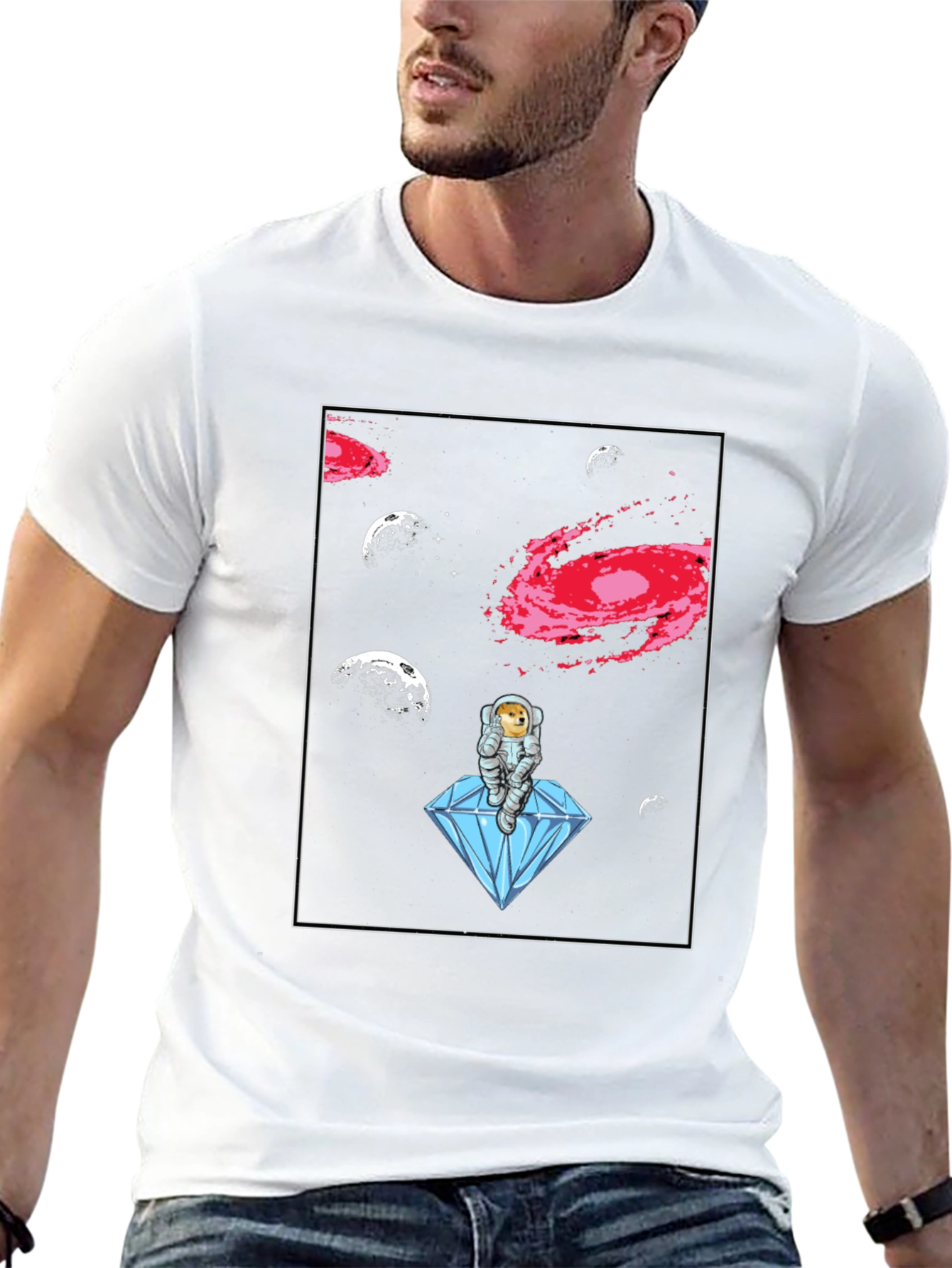 Astronaut Doge on Diamond T-Shirt
