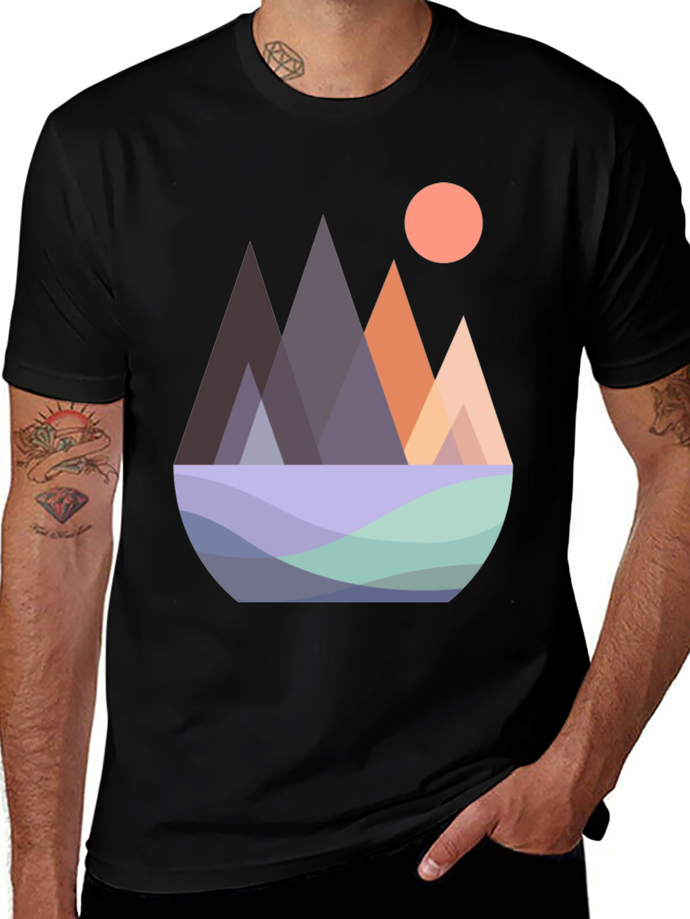 Geometric Mountain Graphic Tee - Modern Design