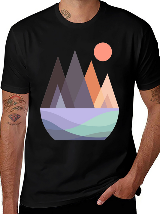 Geometric Mountain Graphic Tee - Modern Design