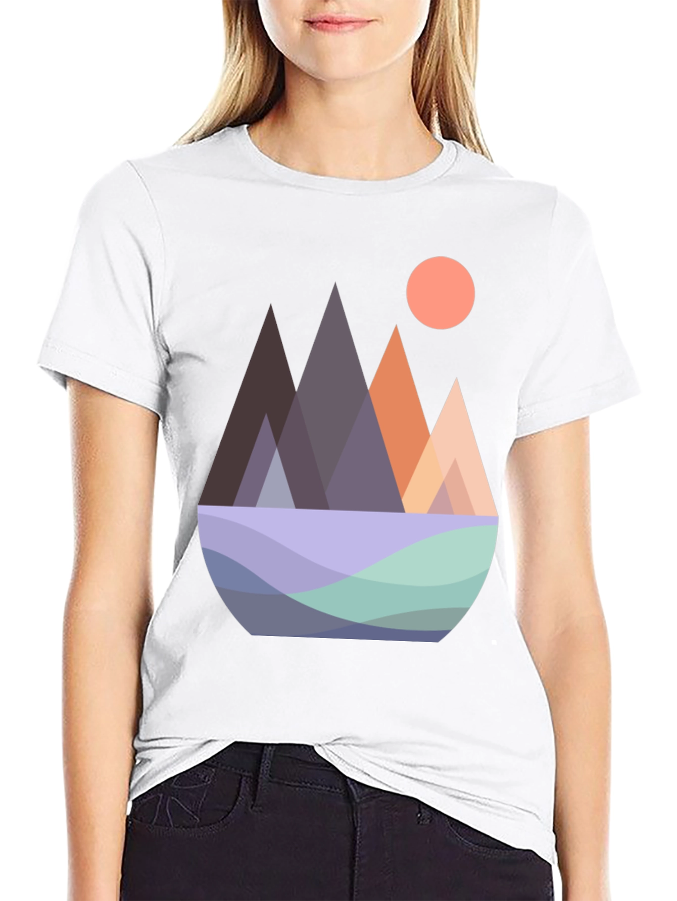 Geometric Mountain Graphic Tee - Modern Design