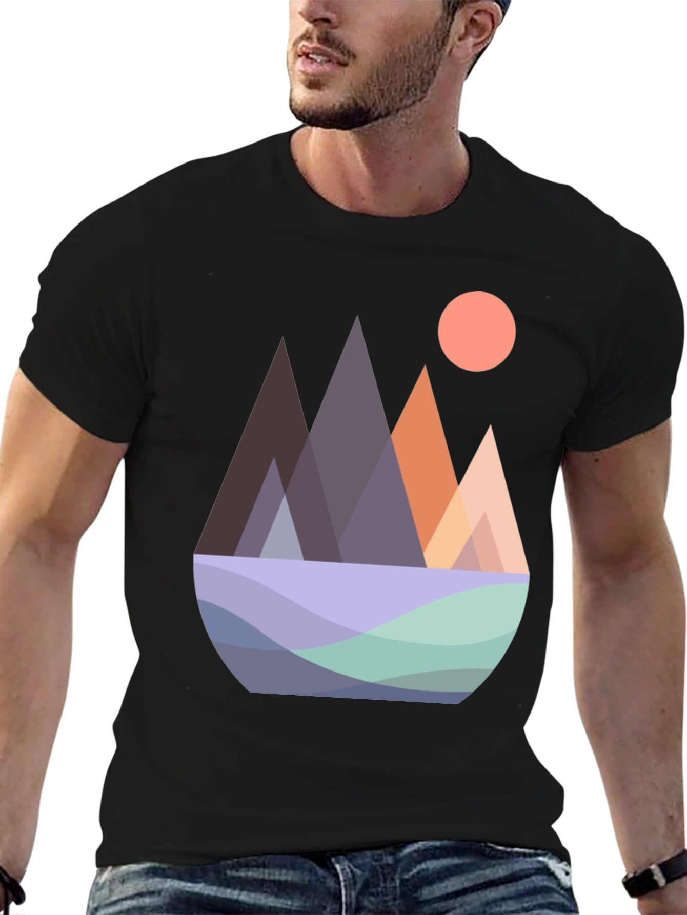 Geometric Mountain Graphic Tee - Modern Design