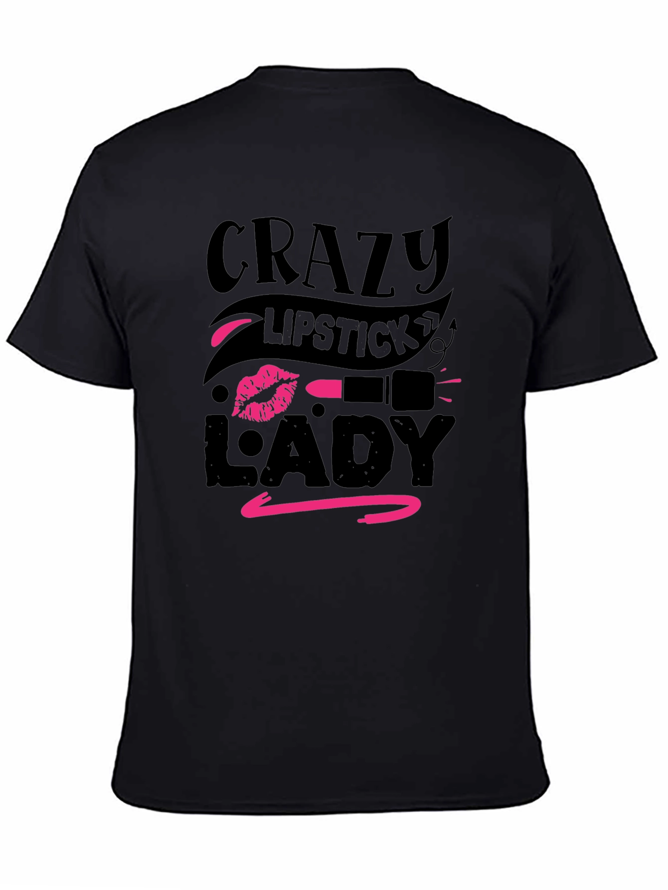 Crazy Lipstick Lady Black T-Shirt