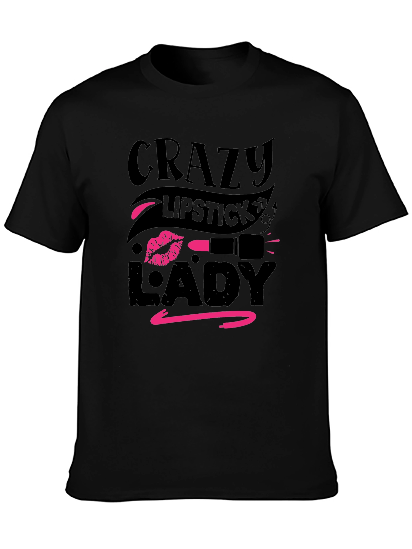 Crazy Lipstick Lady Black T-Shirt