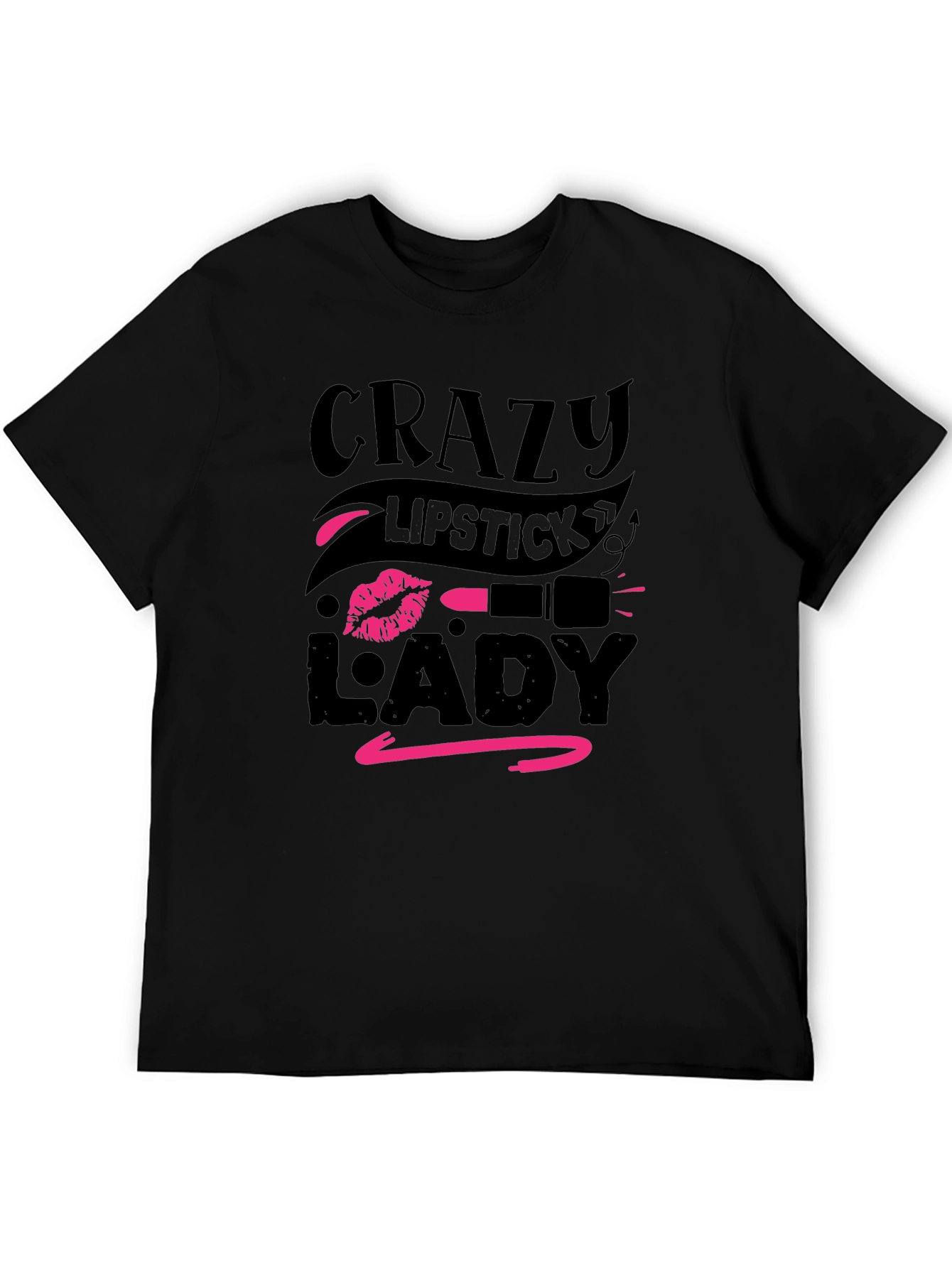 Crazy Lipstick Lady Black T-Shirt