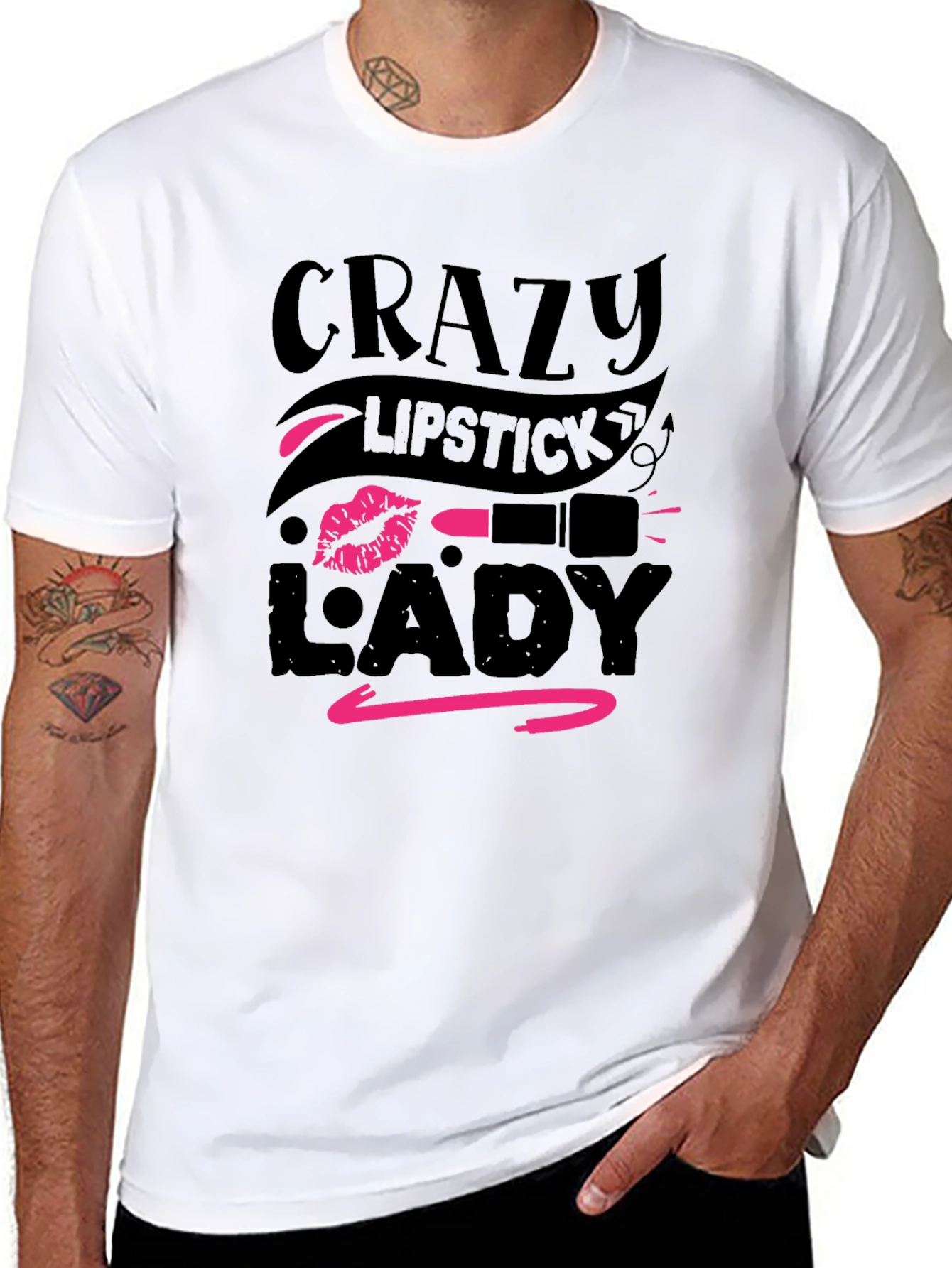 Crazy Lipstick Lady Black T-Shirt