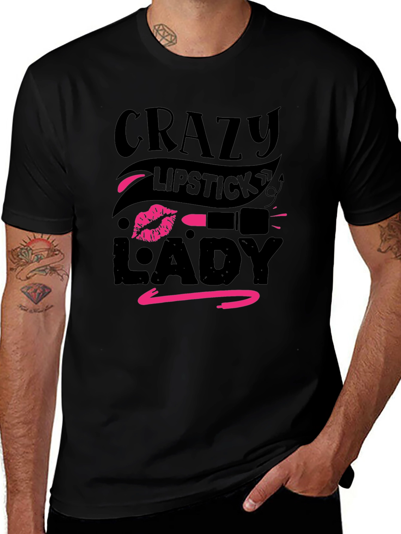 Crazy Lipstick Lady Black T-Shirt