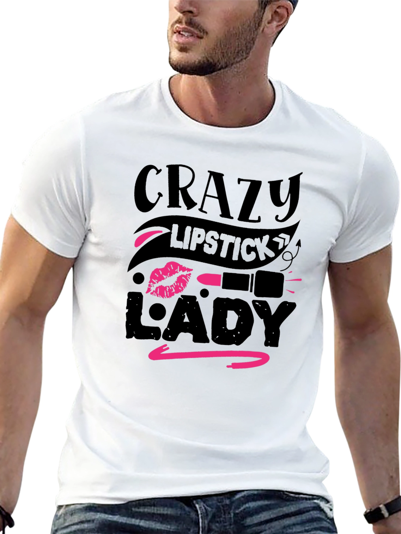 Crazy Lipstick Lady Black T-Shirt