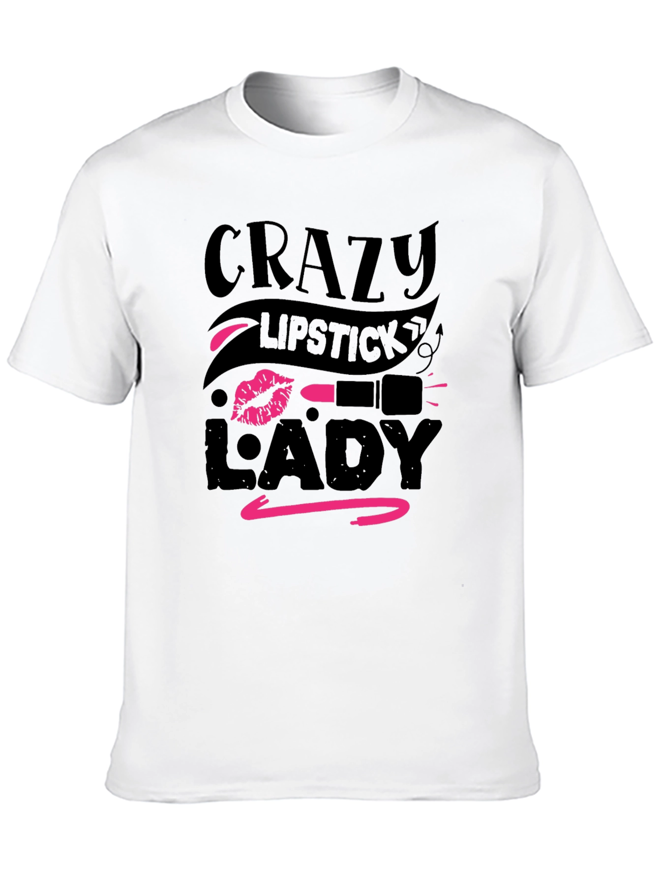 Crazy Lipstick Lady Black T-Shirt