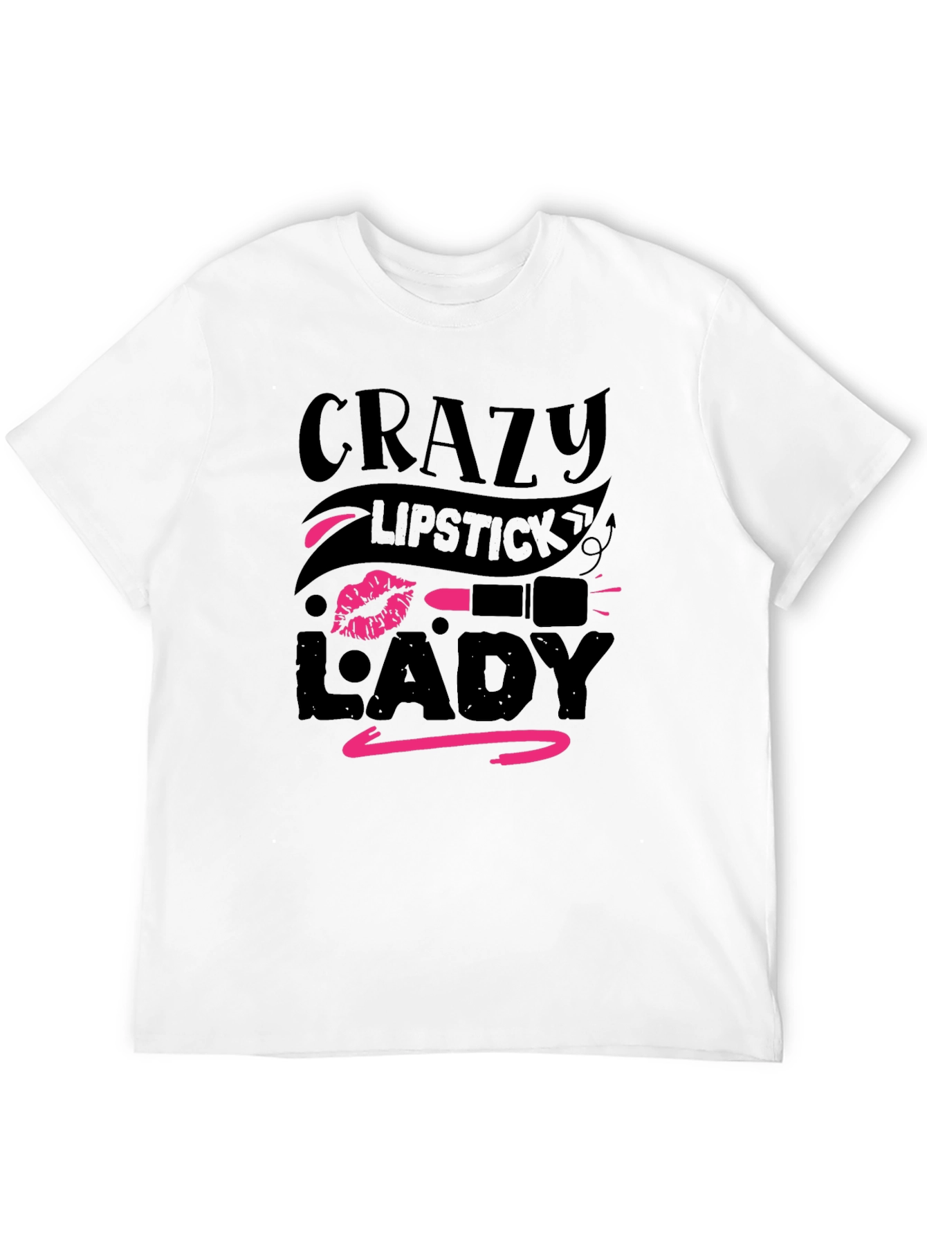 Crazy Lipstick Lady Black T-Shirt