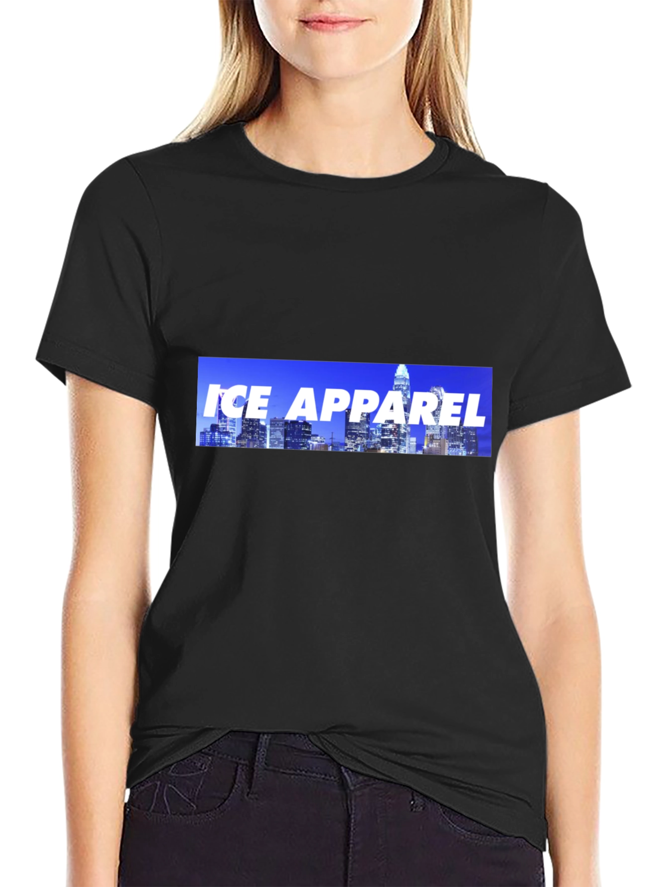 Ice Apparel Black T-Shirt - Cityscape Design