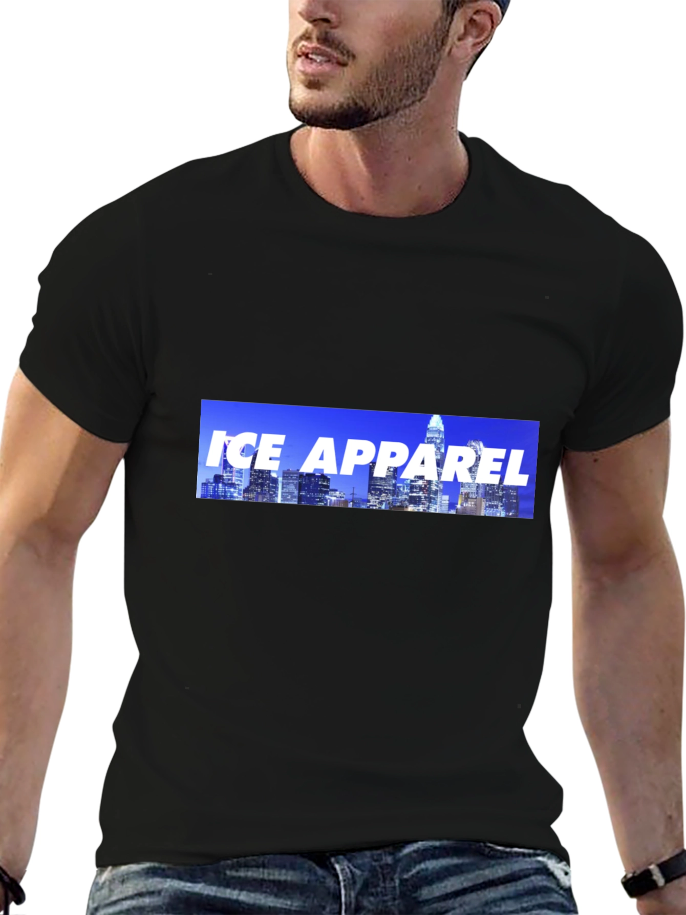 Ice Apparel Black T-Shirt - Cityscape Design