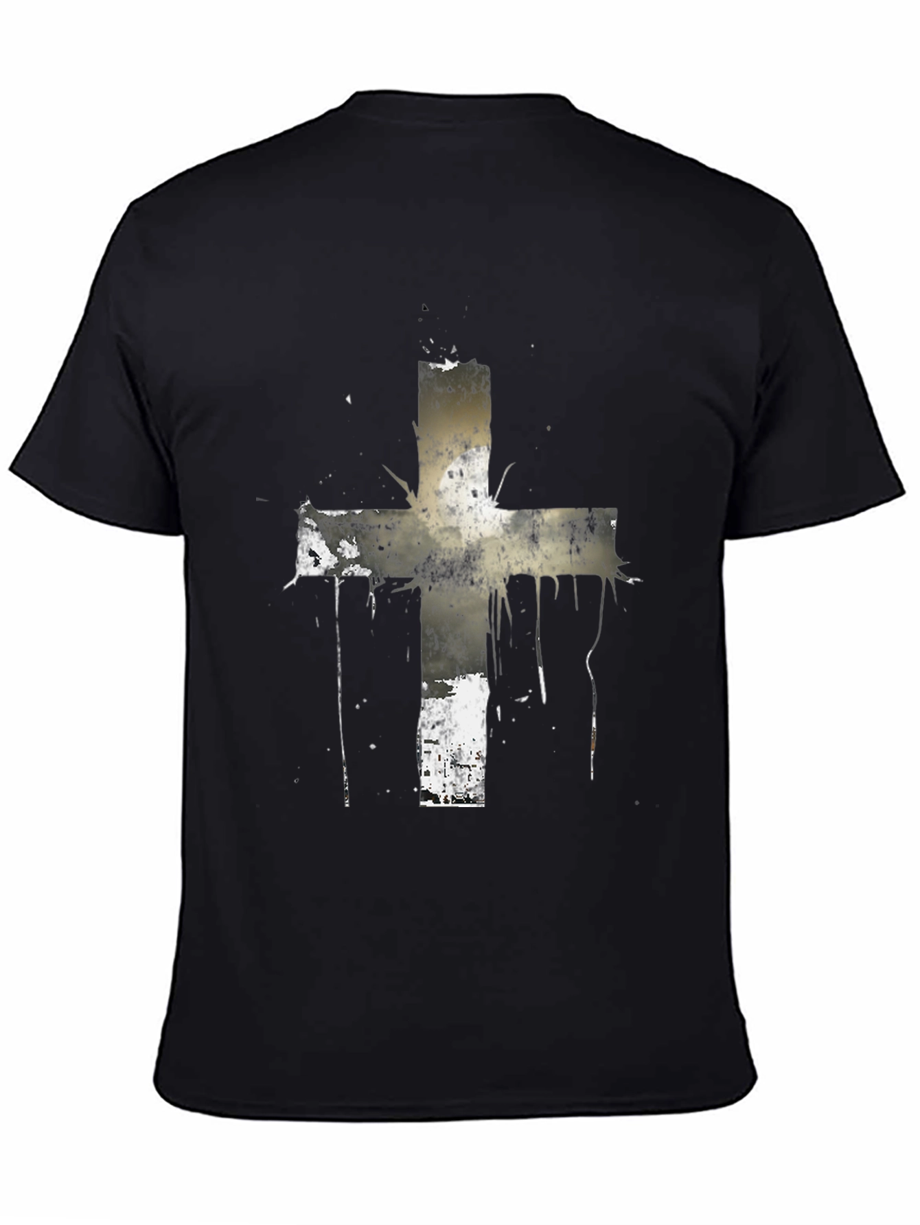Grunge Cross Graphic Black T-Shirt