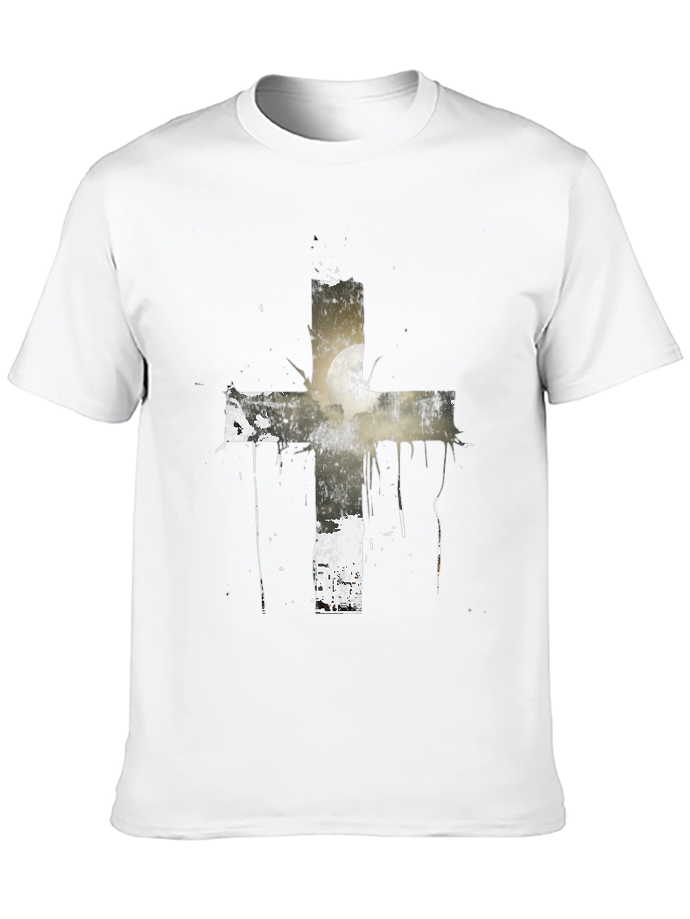 Grunge Cross Graphic Black T-Shirt