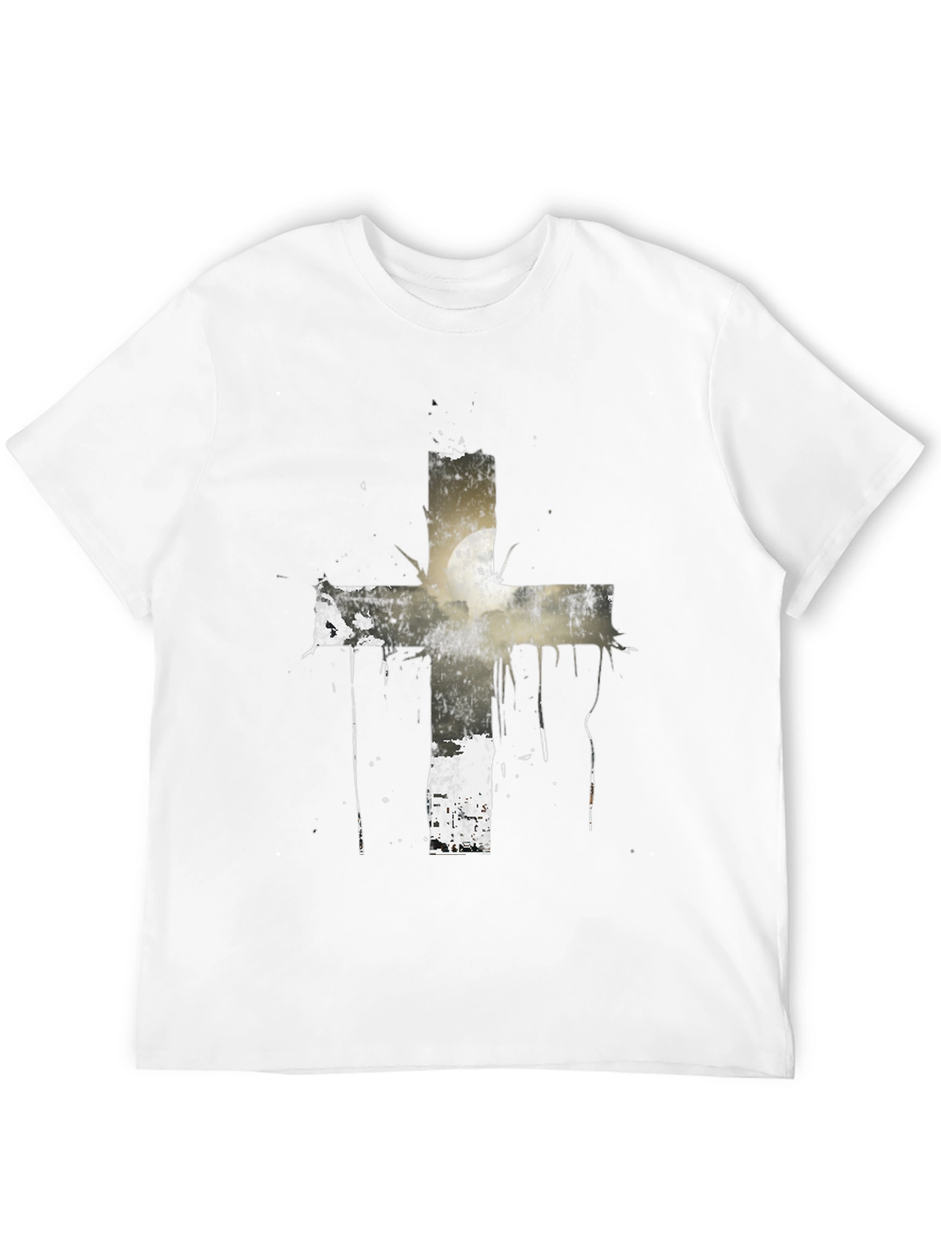 Grunge Cross Graphic Black T-Shirt