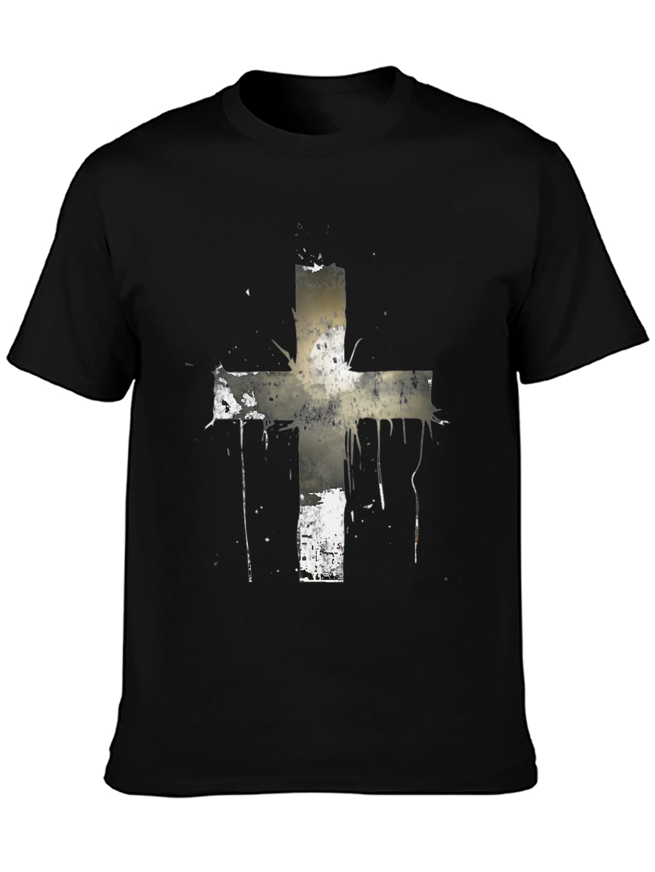 Grunge Cross Graphic Black T-Shirt