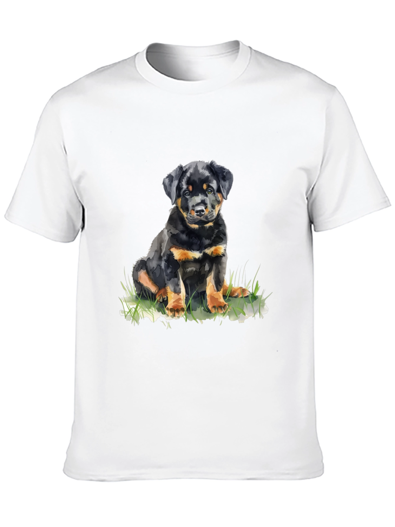 Rottweiler Puppy Graphic Tee - Black Cotton T-Shirt