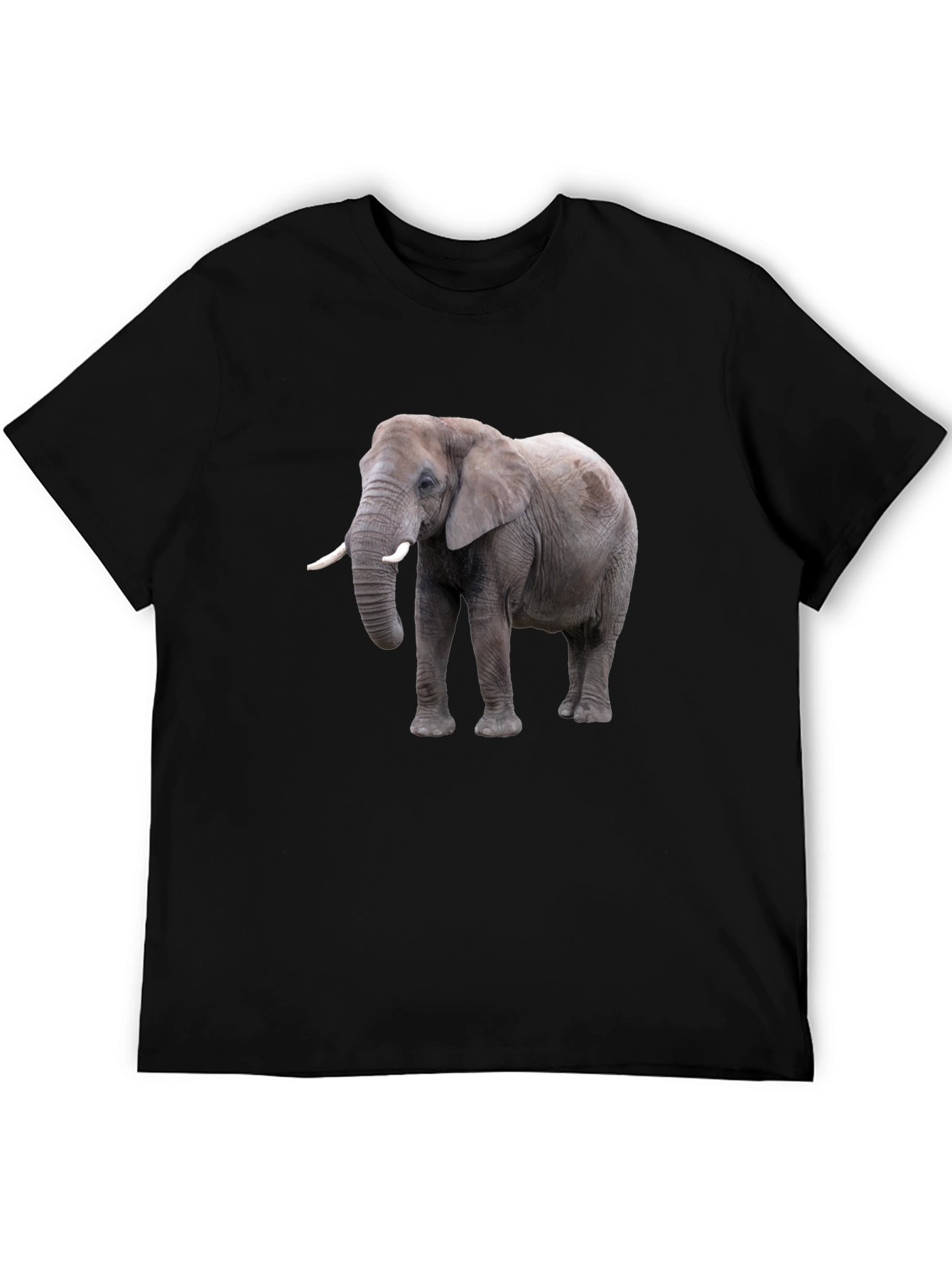 Elephant Graphic Tee - Black Cotton Casual T-Shirt