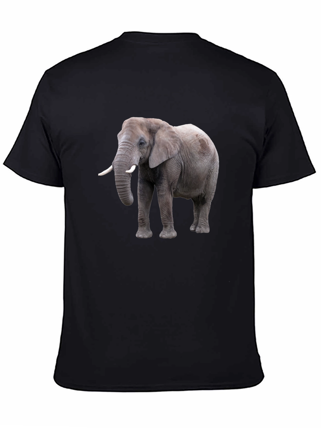 Elephant Graphic Tee - Black Cotton Casual T-Shirt