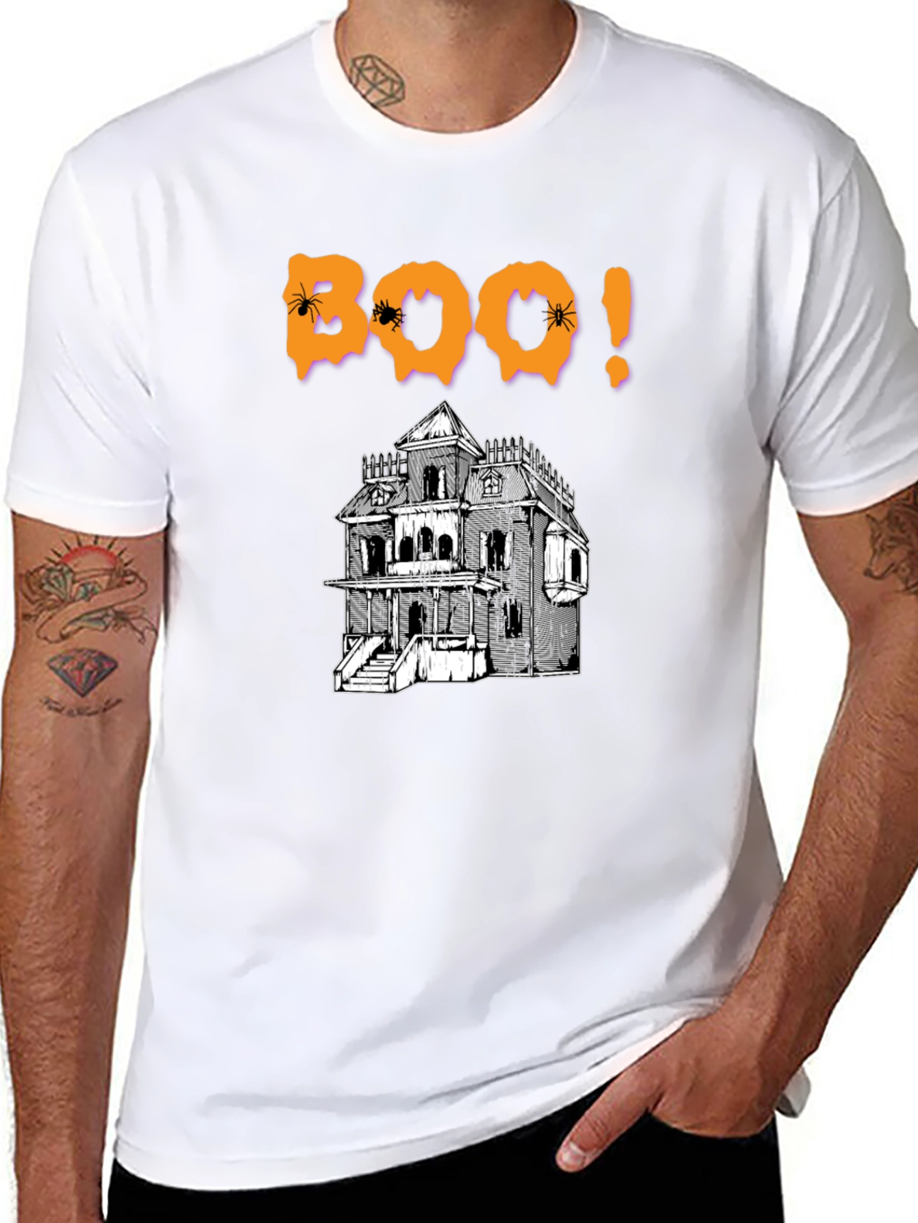 Halloween Boo Haunted House Graphic T-Shirt