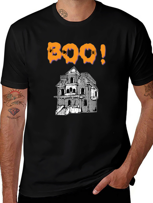 Halloween Boo Haunted House Graphic T-Shirt