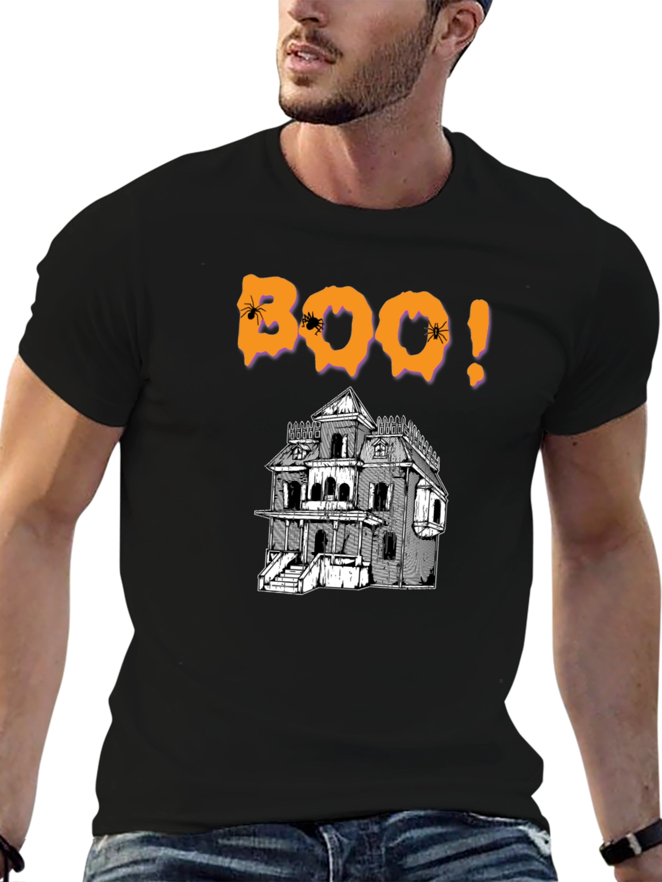 Halloween Boo Haunted House Graphic T-Shirt