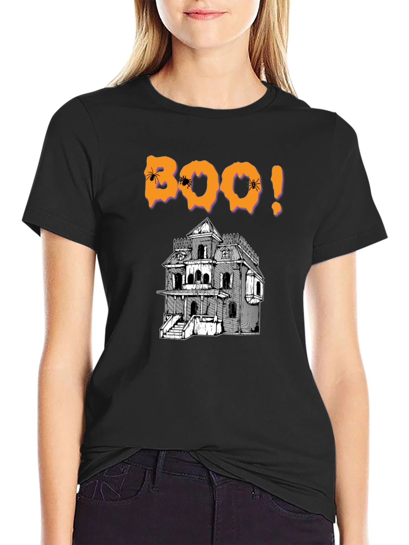 Halloween Boo Haunted House Graphic T-Shirt