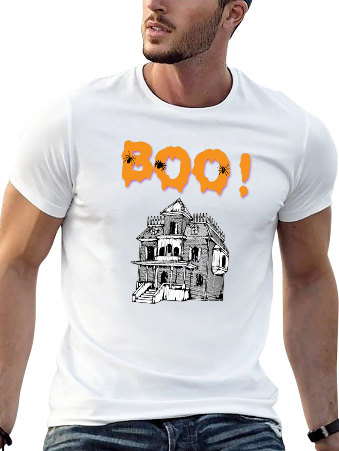 Halloween Boo Haunted House Graphic T-Shirt