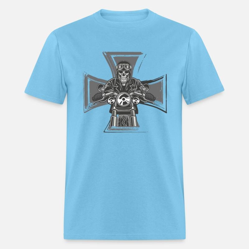 Biker Cross Motorcycle Emblem Skeleton