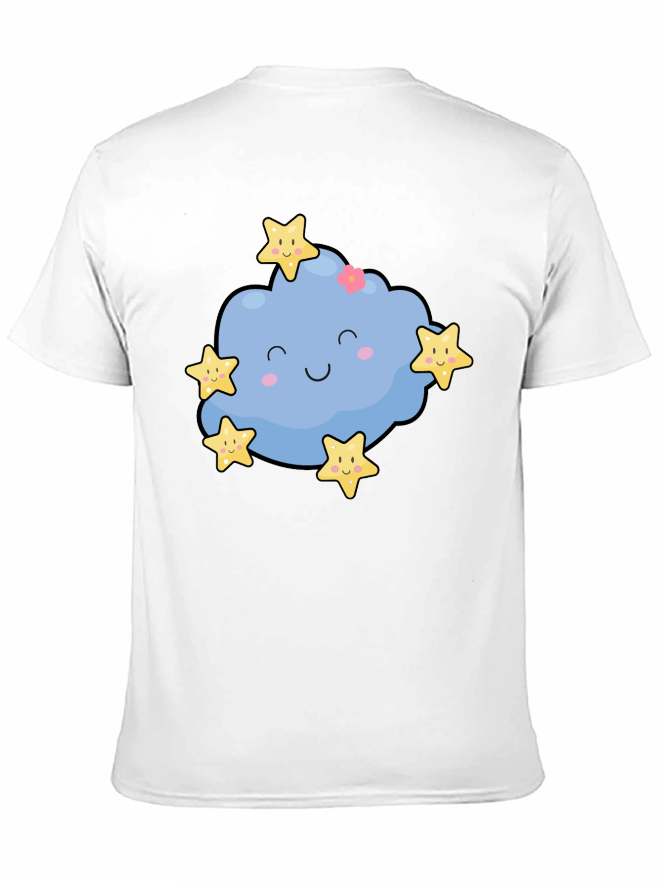 Cute Cloud & Stars Graphic Black T-Shirt