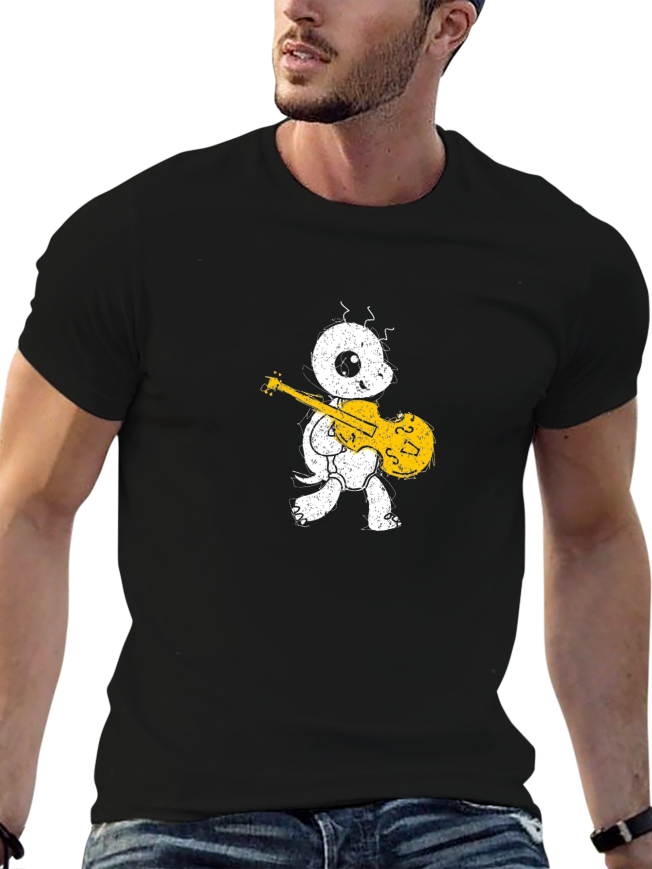 Turtle Guitar Player Black T-Shirt
